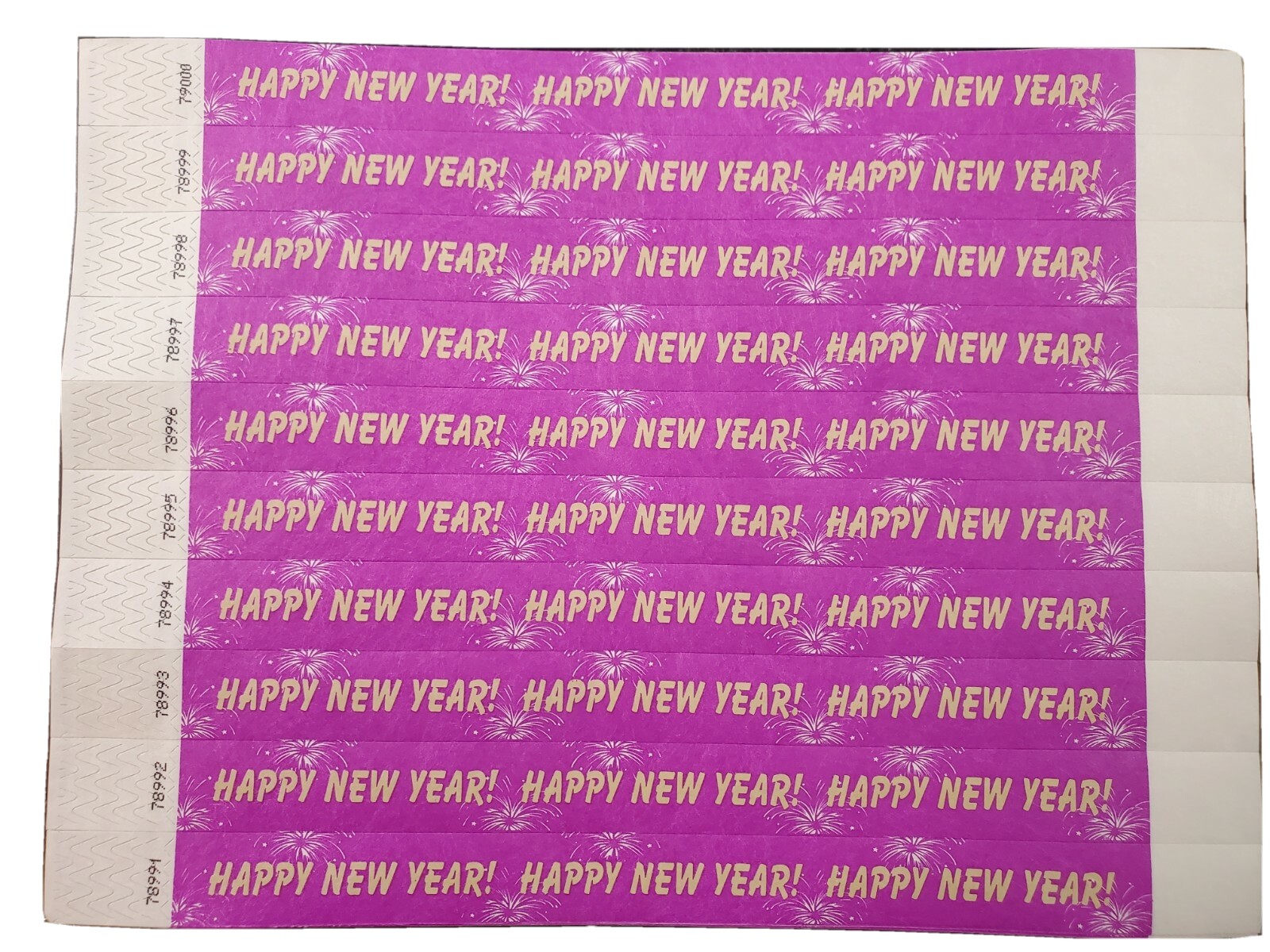 100 3/4" HAPPY NEW YEAR TYVEK WRISTBANDS