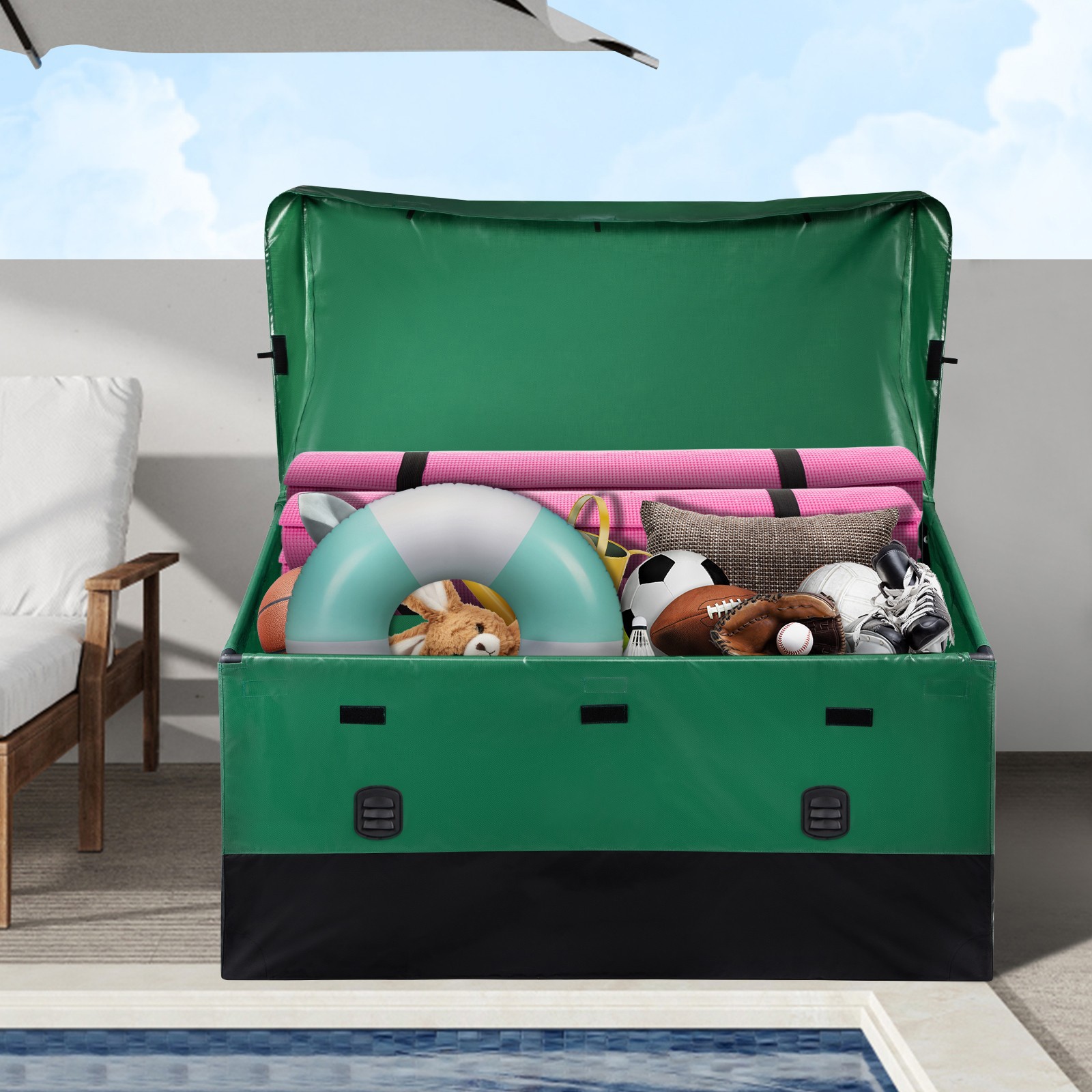 Outdoor Storage Box Patio Deck Box 150 Gallon Waterproof PE Tarpaulin