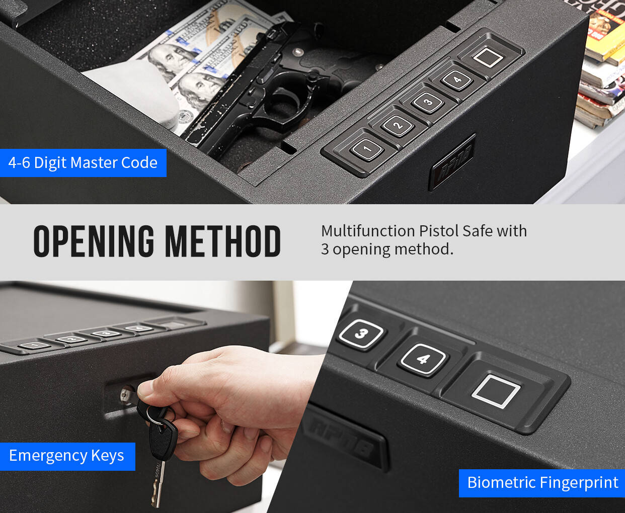 RPNB Gun Safe DOJ Certified Biometric Fingerprint Quick-Access New