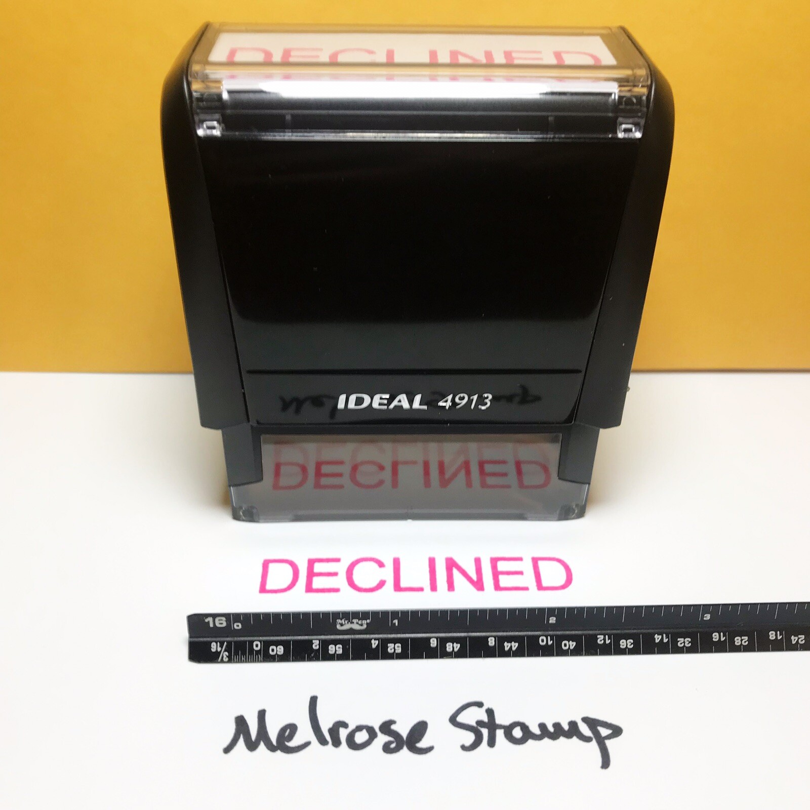 Declined Rubber Stamp Pink Ink Self Inking Ideal 4913