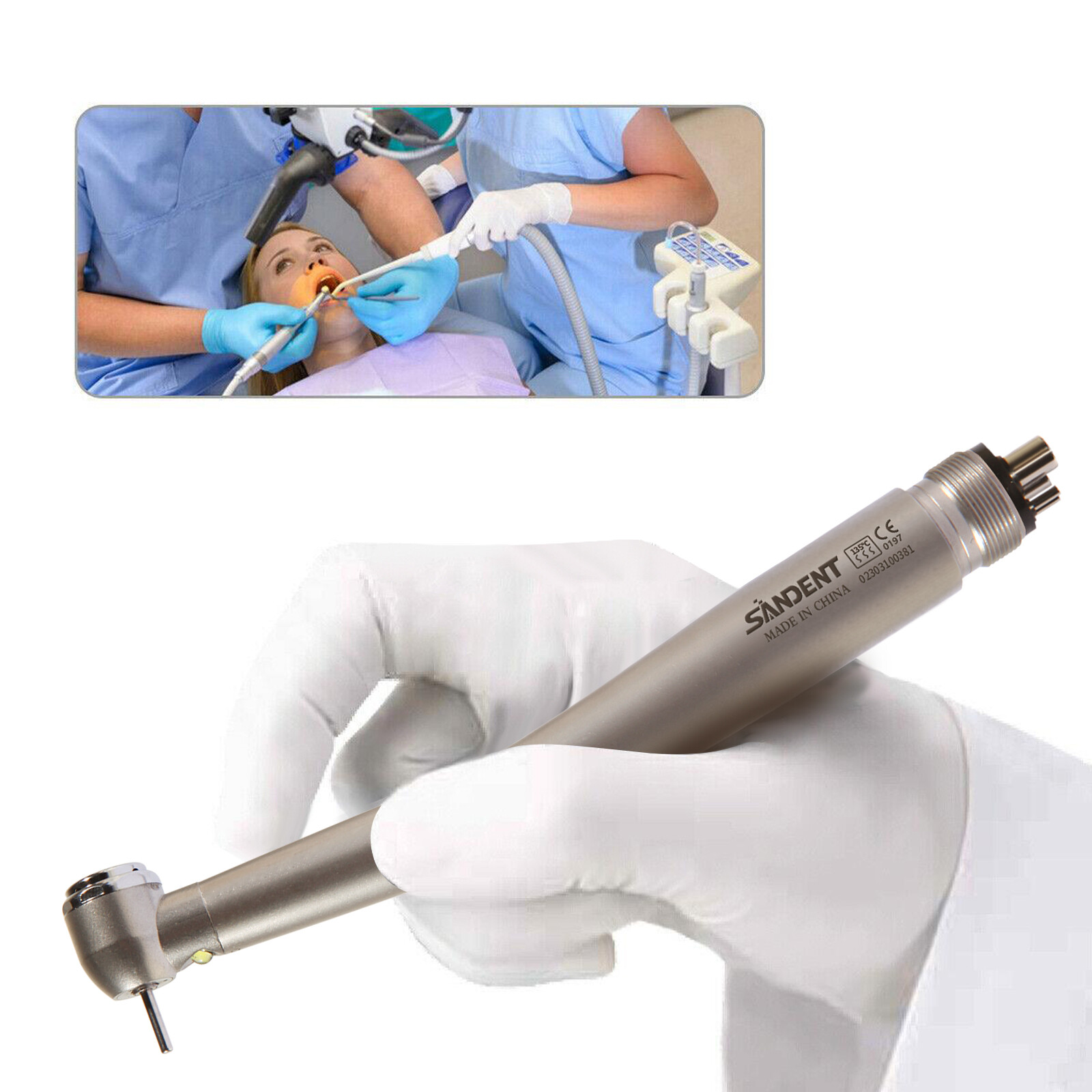 Dental LED E-generator High Speed Handpiece with Light 4 Hole For NSK Drill