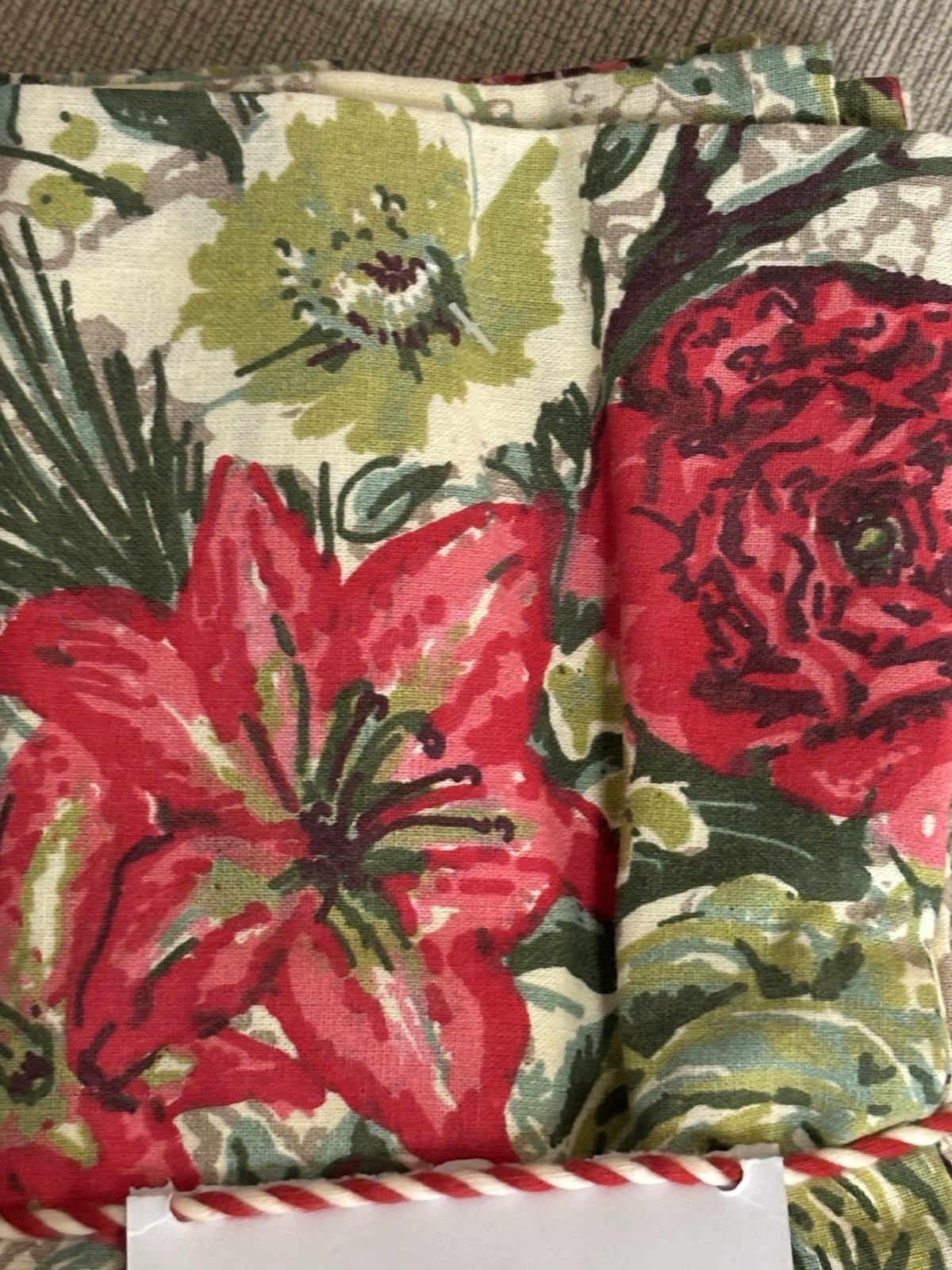 Set of 10 APRIL CORNELL MERRY ANTIQUE Cotton Floral Holiday Square Napkins New