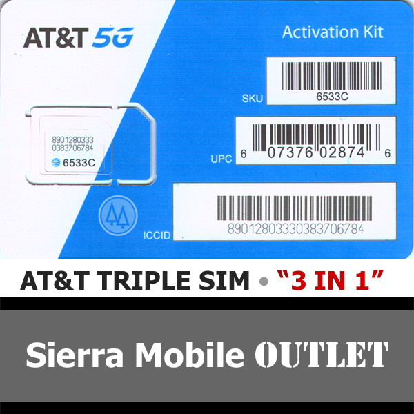 AT&T 5G & 4G TRIPLE SIM CARD "3 IN 1"  NANO 4FF 4G 5G LTE GSM • ATT NEW
