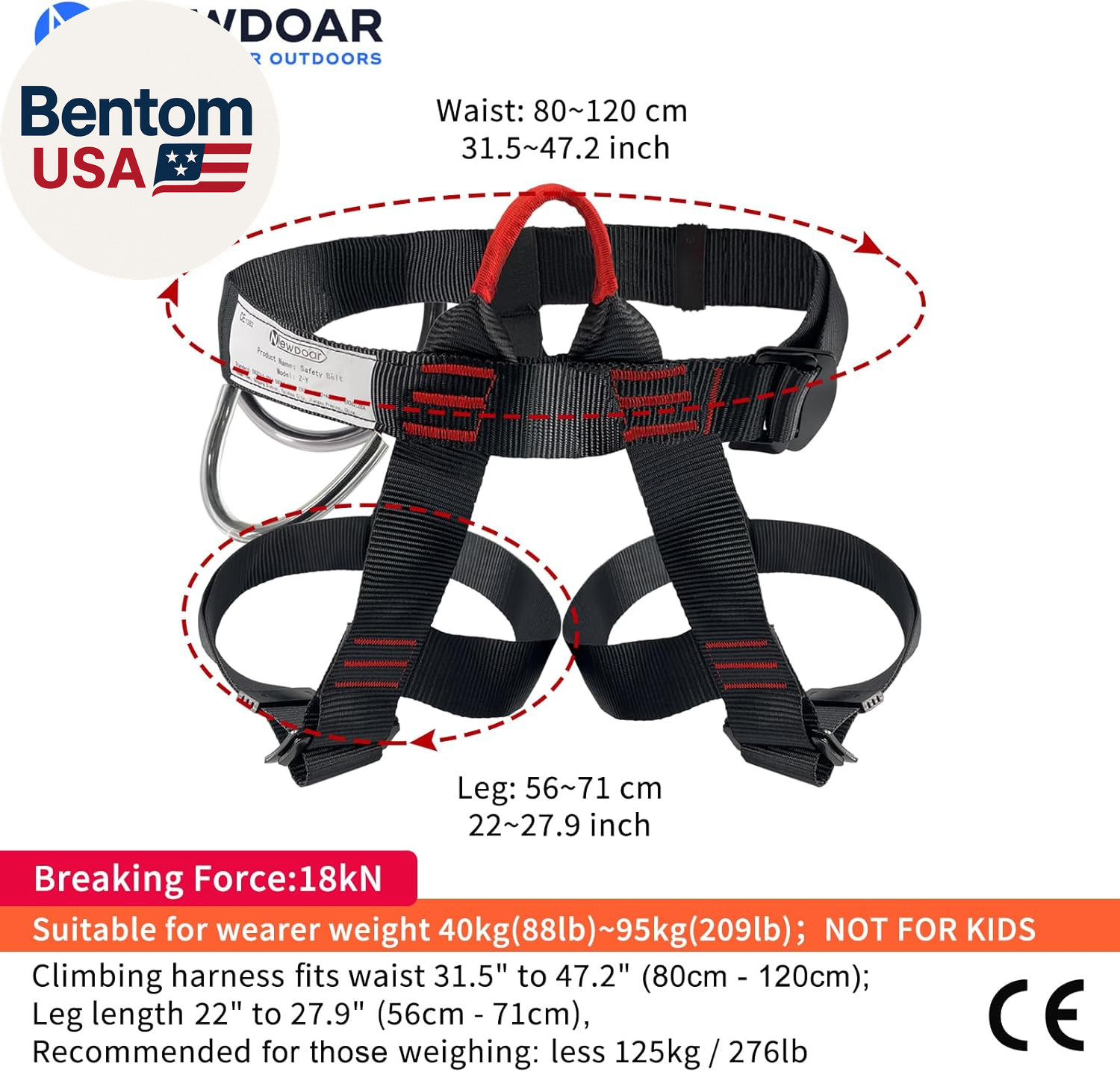 Climbing Harness, Mountaineering Rock Climbing Harness, Half Body Harness for Ra