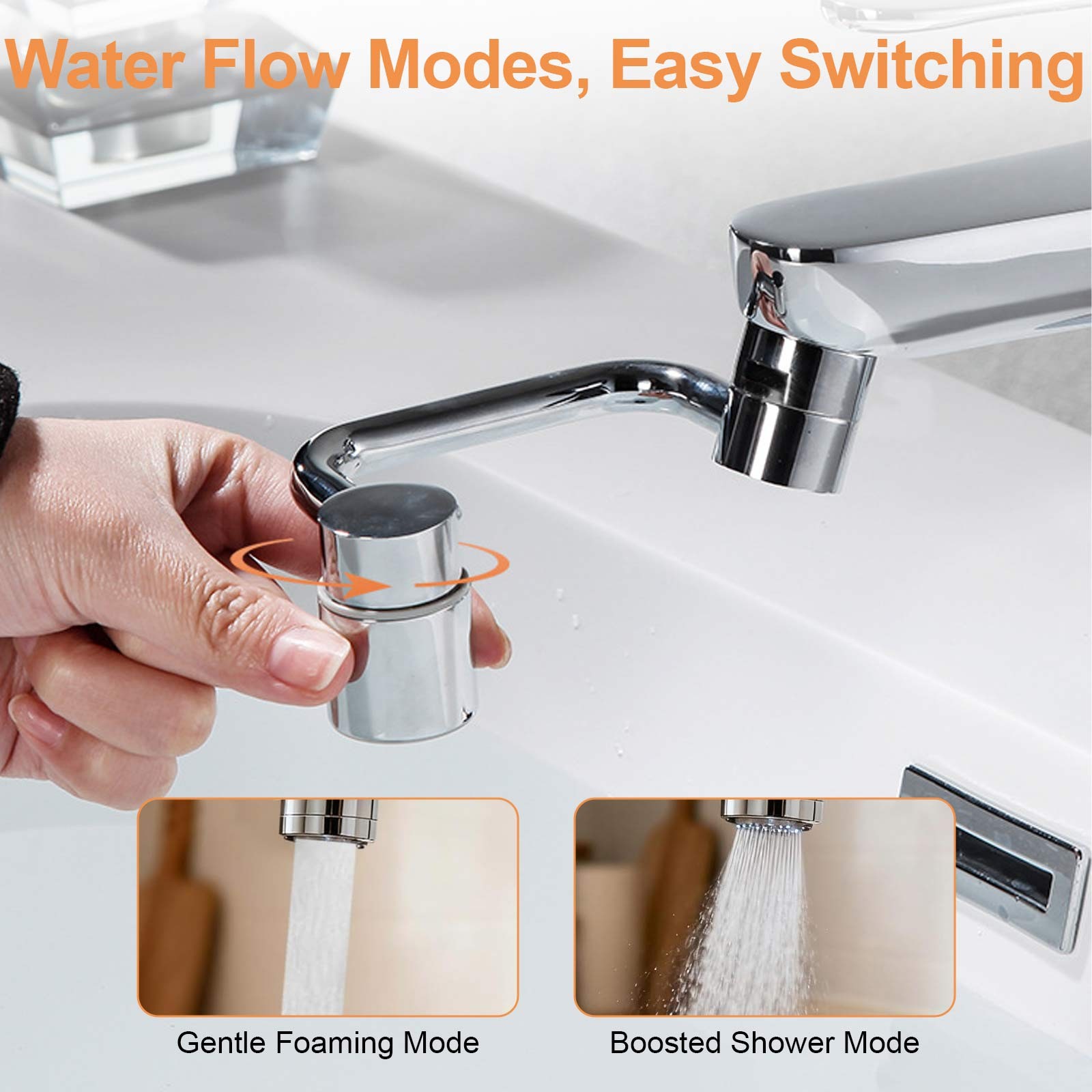 1080° Rotatable Faucet Aerator Extension Stainless Steel Universal Sink Extender