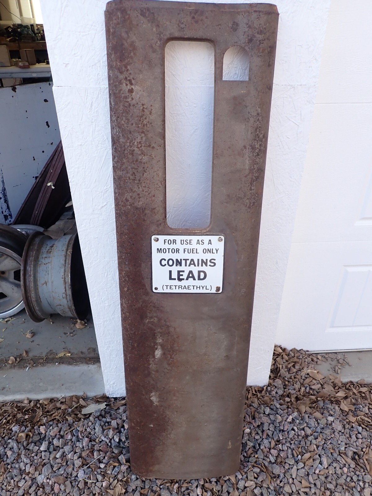Vintage 1950s Gas Pump Side Panel / Door With Porcelain Sign