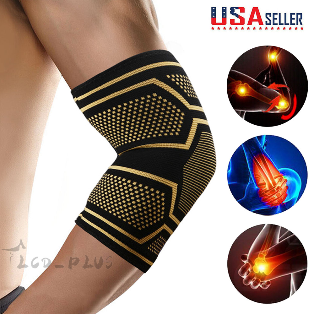 Copper Elbow Brace Compression Support Sleeve Arthritis Tendonitis Joint Pain US