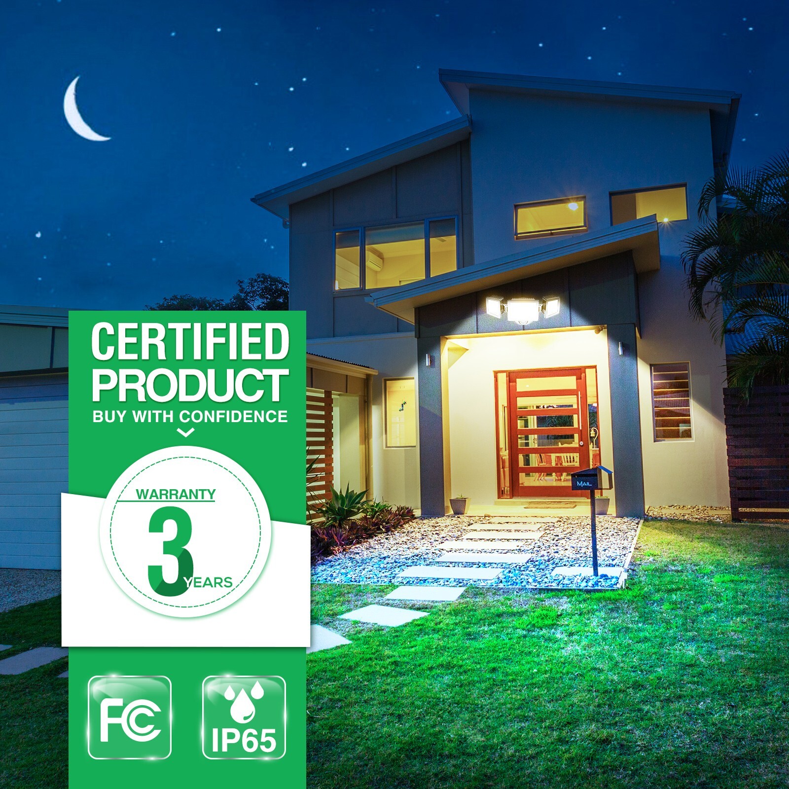 LED Security Wall Lamp 4000LM Dusk to Dawn Light Sensor Outdoor IP65 Waterproof