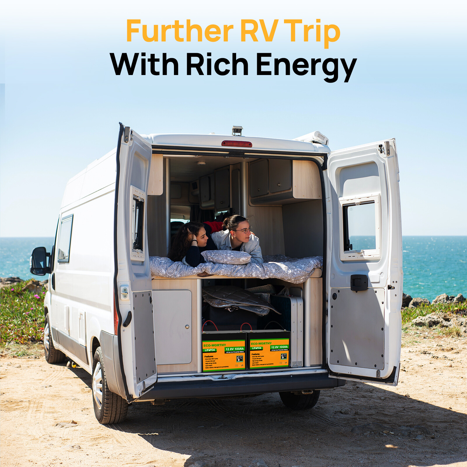 ECO-WORTHY 12V 100AH 1280Wh LiFePO4 Lithium Battery Low-Temp For RV Solar Panel