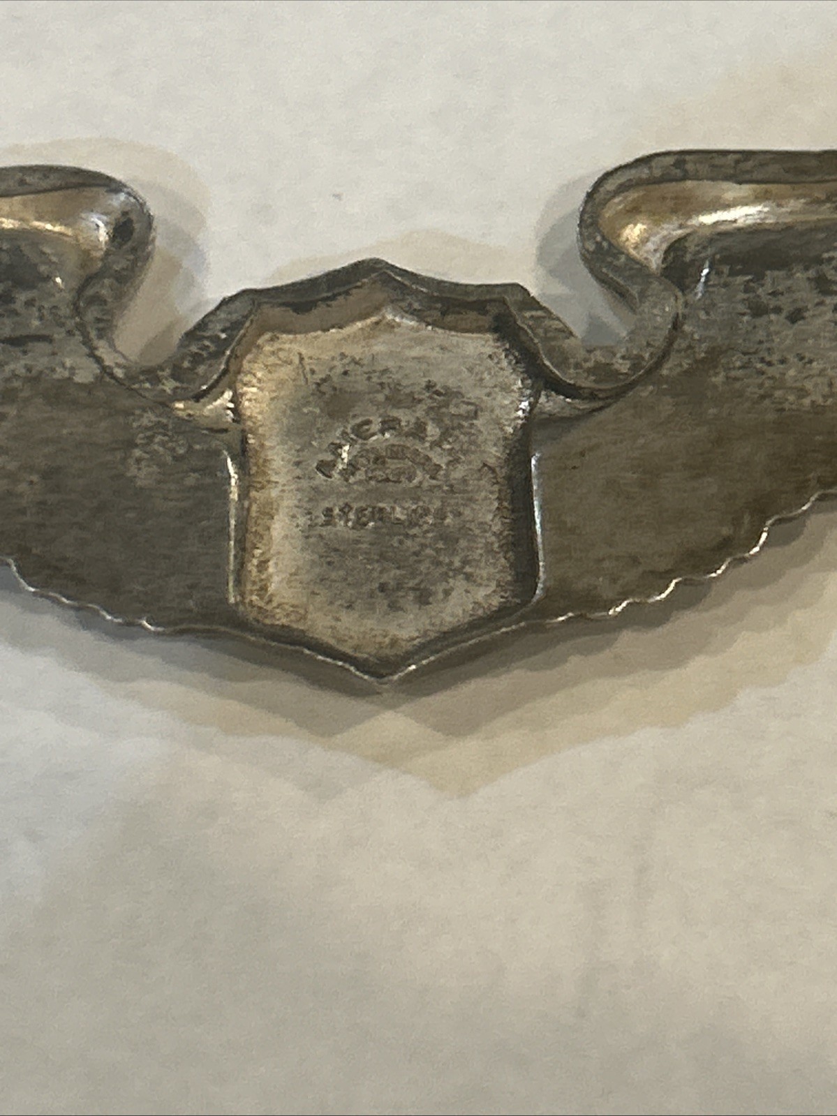 WWII USAAF Pilot Wings 3" Sterling Silver Army Air Forces Aviator Pin By Amcraft