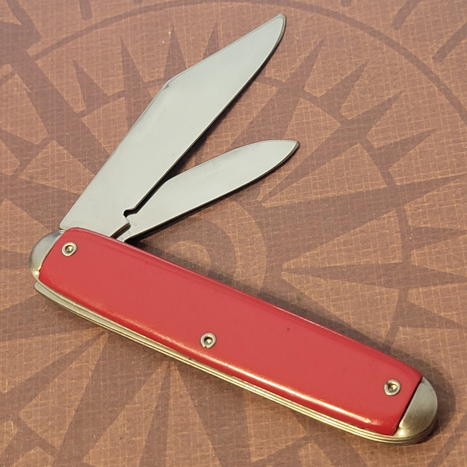 COCA COLA Advertising Knife Made In USA 2 Blade Jack Smooth Red Handles