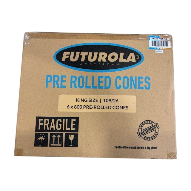 Futurola King Size 109/26 Pre-Rolled Cones - Dutch Brown - Case of 6