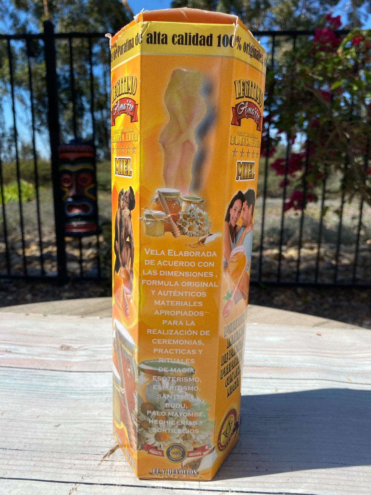 Vela Para Amarre, Religion, Brujeria, Fe y Devocion, Bendesidad 10" Miel Candle