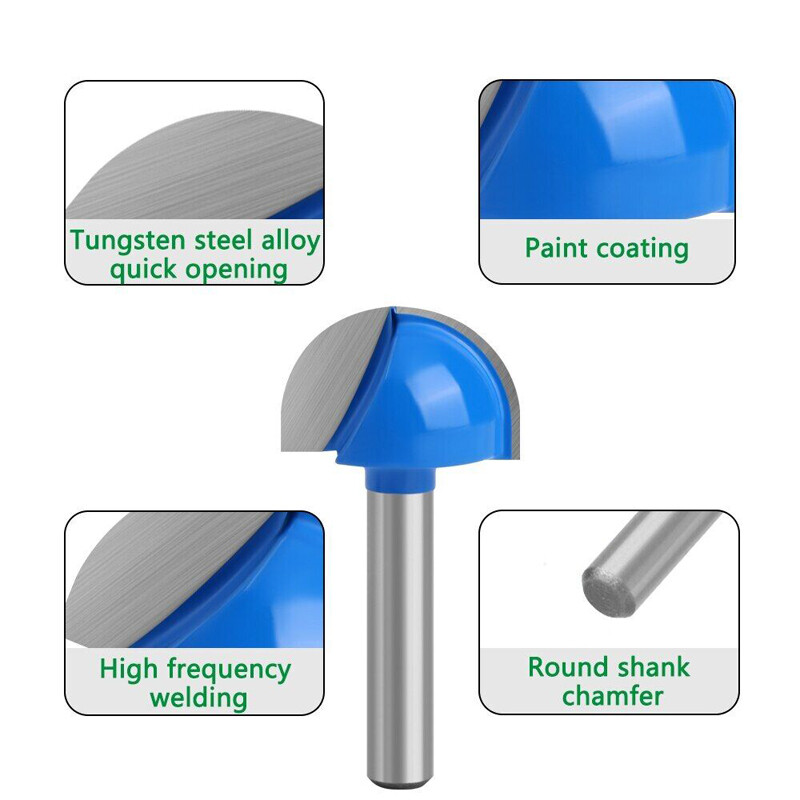 8Pcs Cove Core Box Router Bit Set 1/4 inch Round Shank Nose Woodworking Cutter