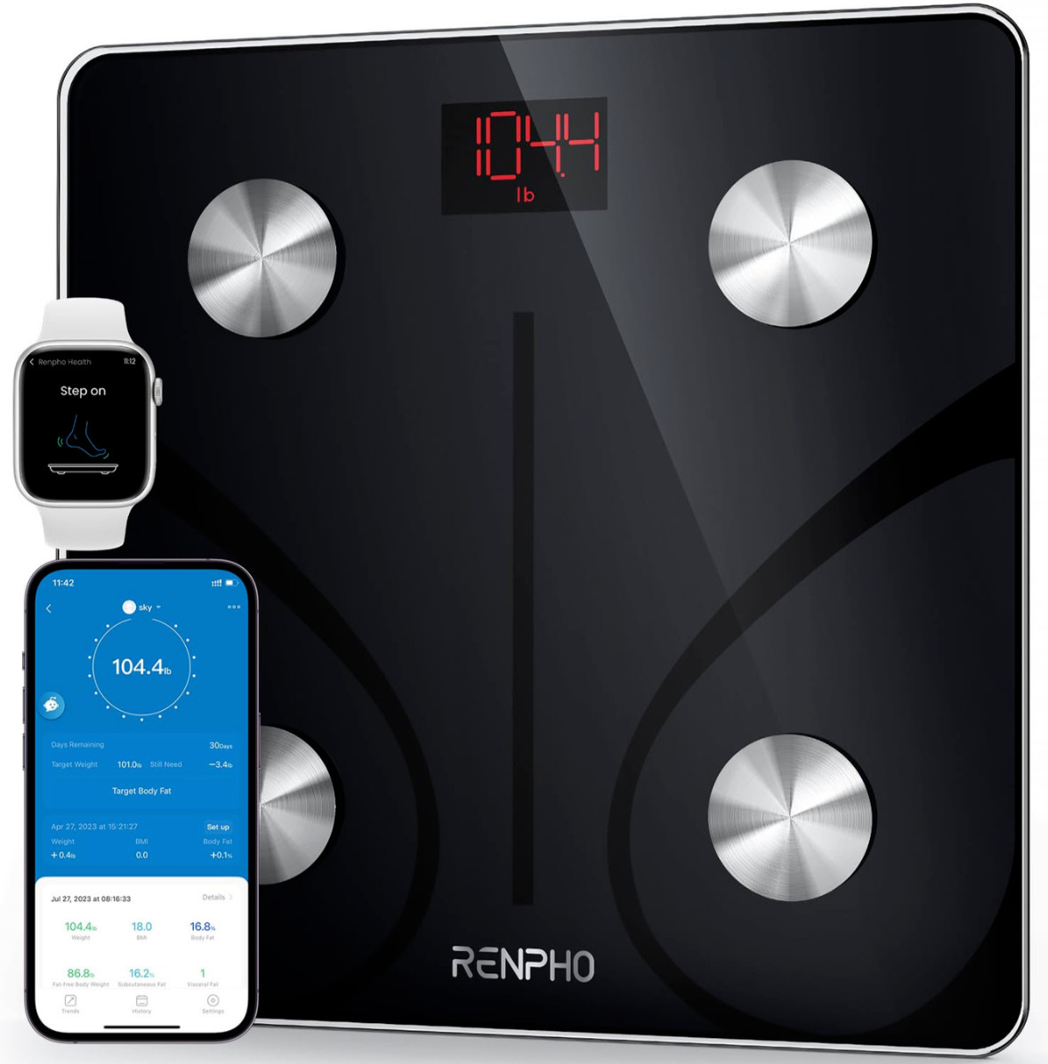 RENPHO Elis1 Smart Body Fat Scale - Monitor 13 Body Metrics - Bluetooth App Gift