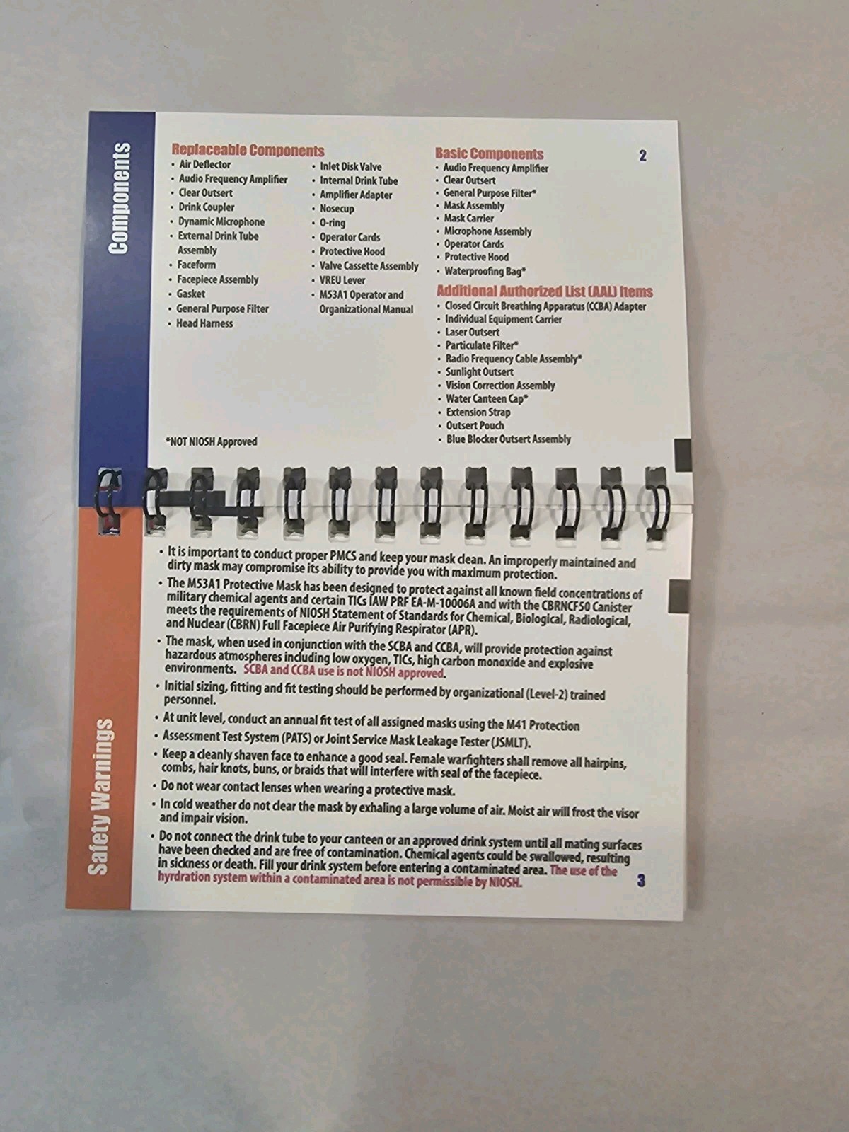 AVON FM53 Operator Card, Waterproof Bag, Operators Manual NEW