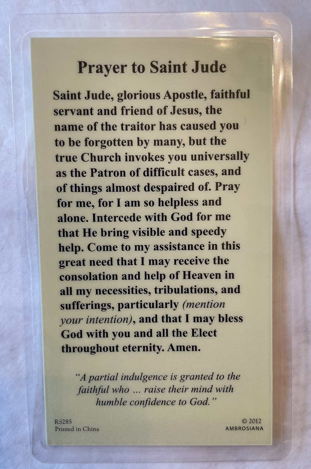 Holy Card “Prayer to Saint Jude” Prayer on Back ￼