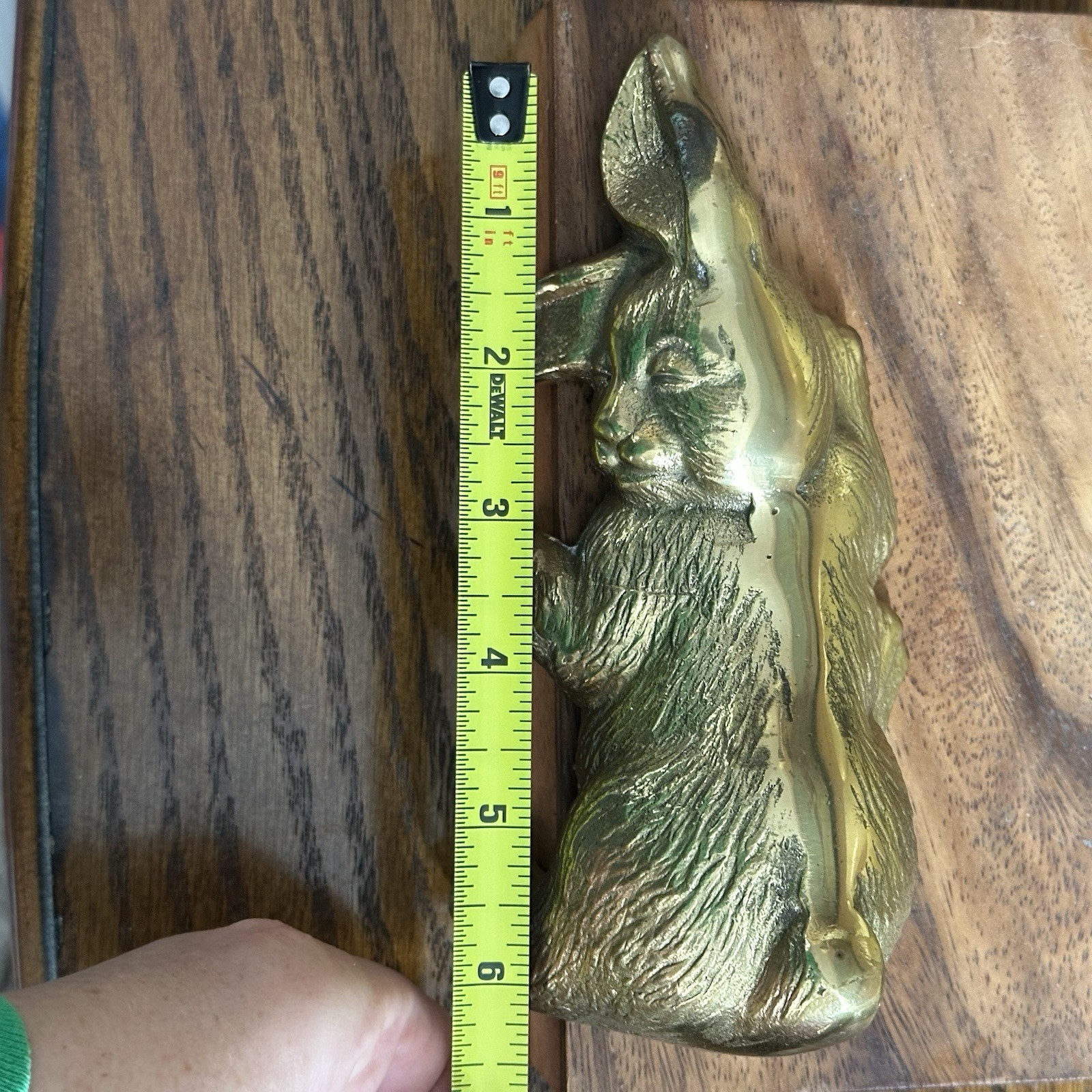 Vintage Sleeping Brass Bunny Rabbit Shelf Sitter