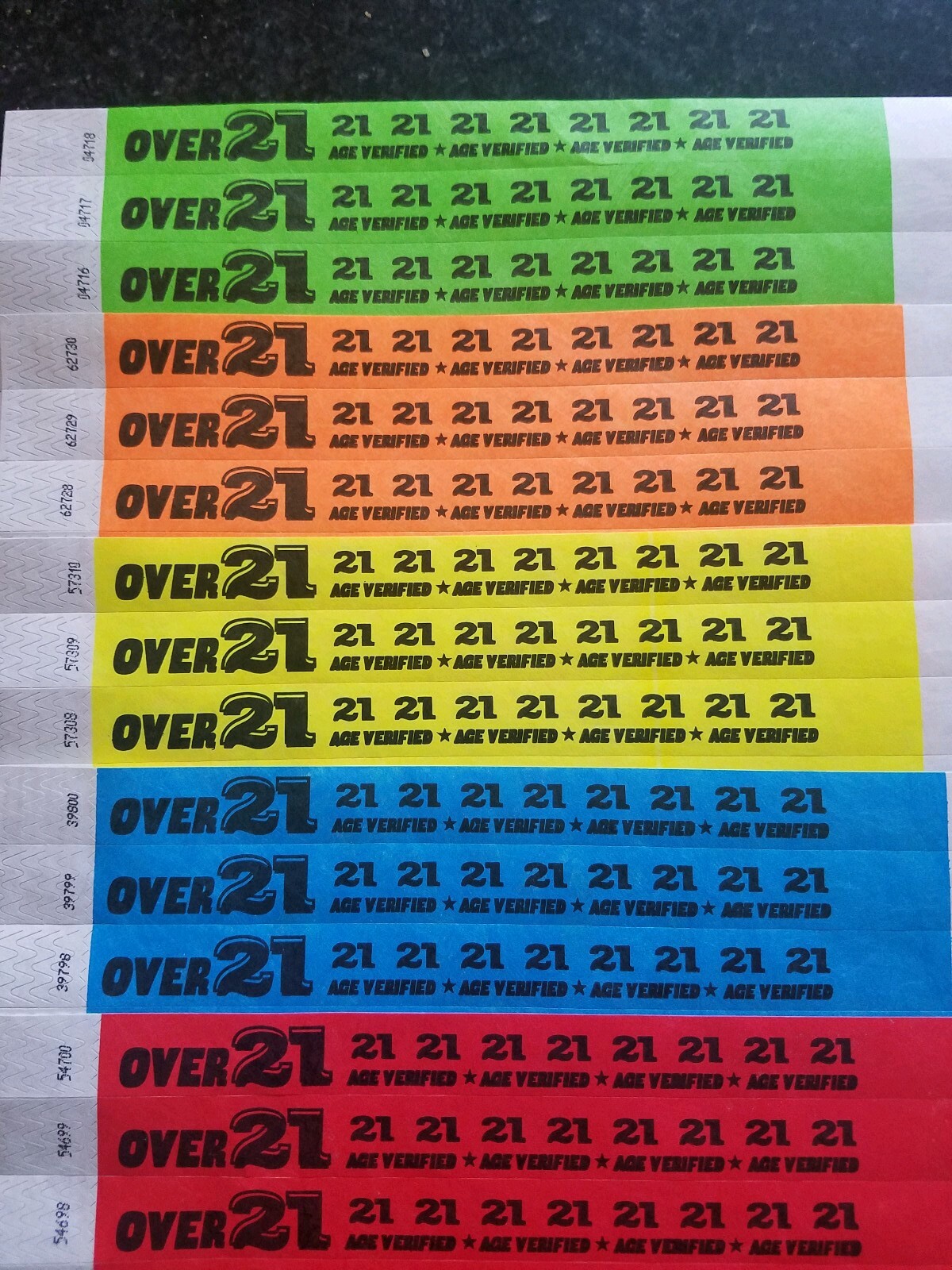 100 OVER 21   3/4" TYVEK WRISTBANDS, WRISTBANDS FOR EVENTS, PAPER WRISTBANDS