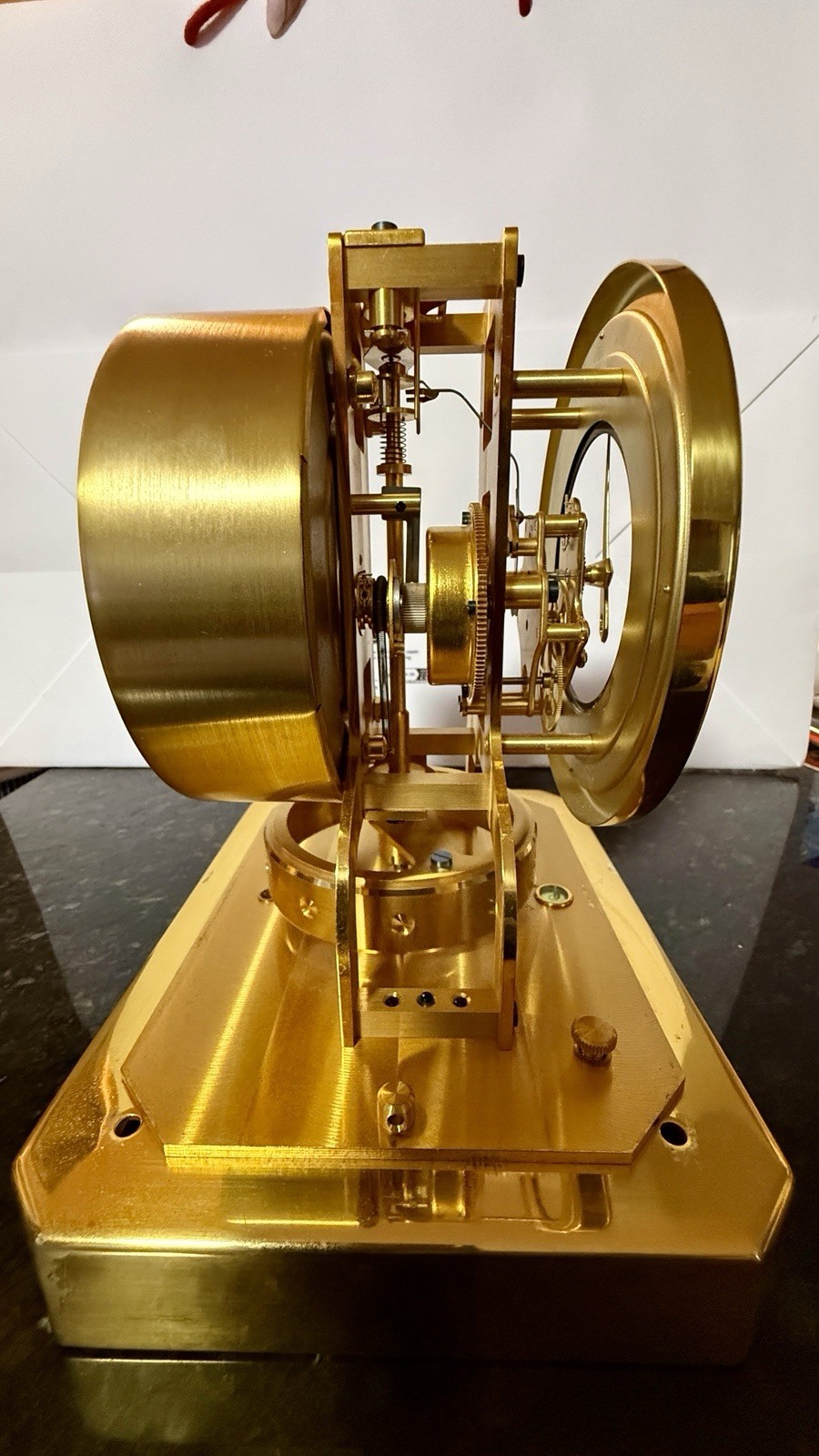 LeCoultre Brass Mechanical Gold Art Deco Square Desk Clock Glass Case