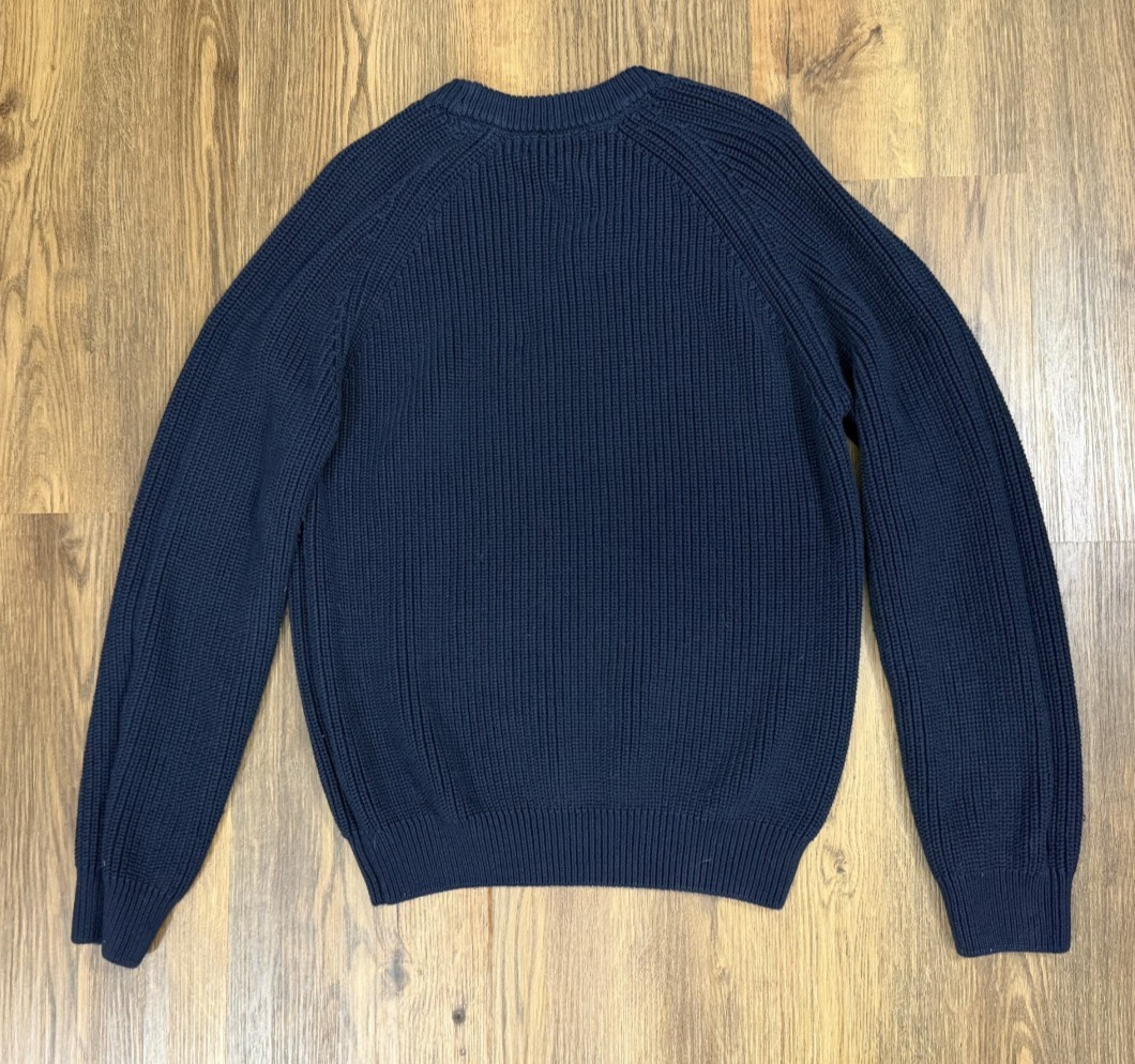 Quince Organic Cotton Ribbed Crewneck Sweater Mens Navy XL