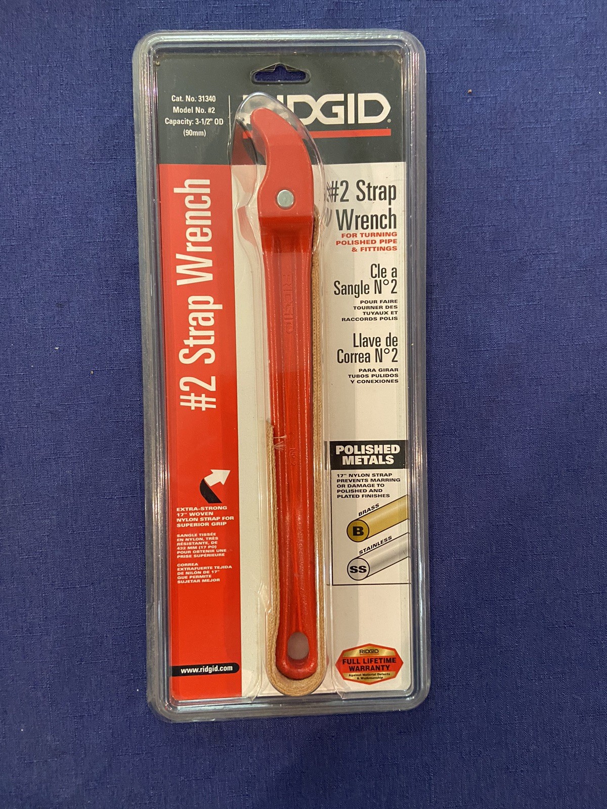 Ridgid No. 2 Adjustable Strap Wrench #31340 Made in USA Brand New