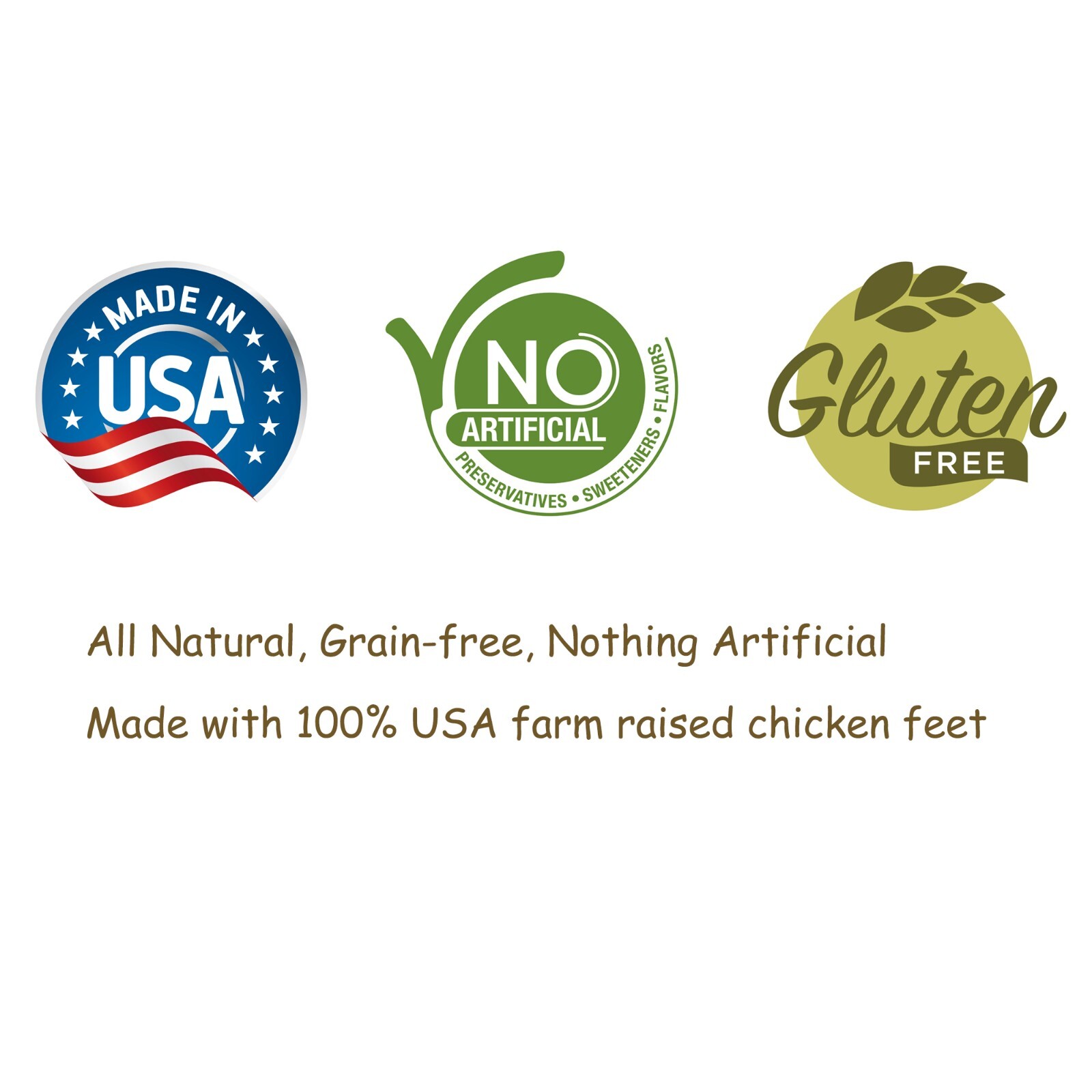 Dehydrated Chicken Feet Dog Treats, Only One Ingredient, Made and Sourced in USA