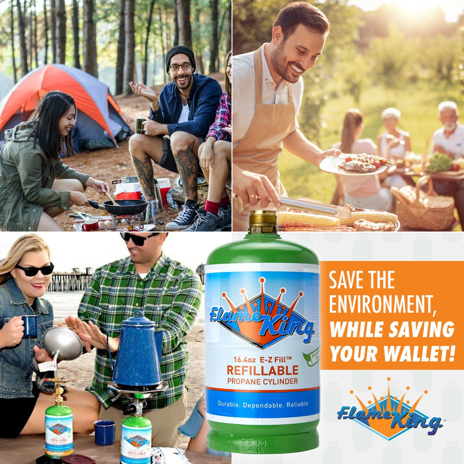 4-Pack 1lb Refillable Camping Propane Tank Cylinder 16.4 oz Bottle Ships Empty