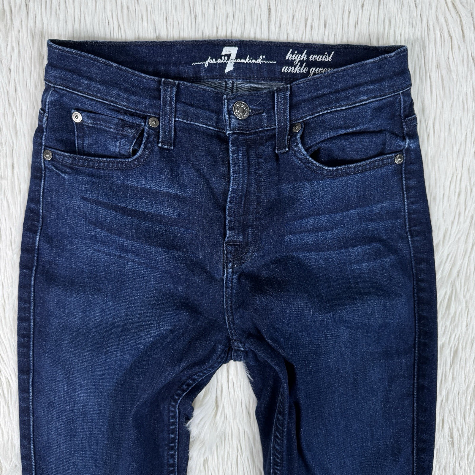 7 For All Mankind Gwenevere Dark Wash High Waist Ankle Denim Jeans Women's 26