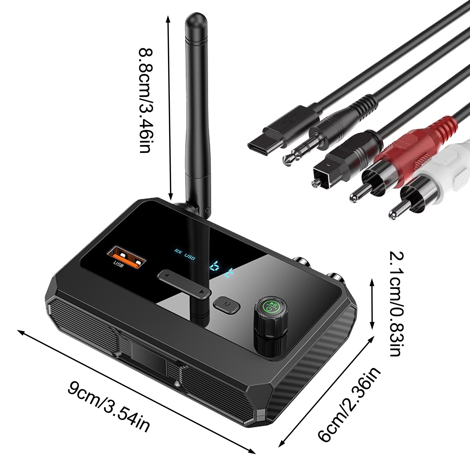 Bluetooth 5.3 Audio Receiver for Home Stereo, Wireless Adapter with Optical/USB