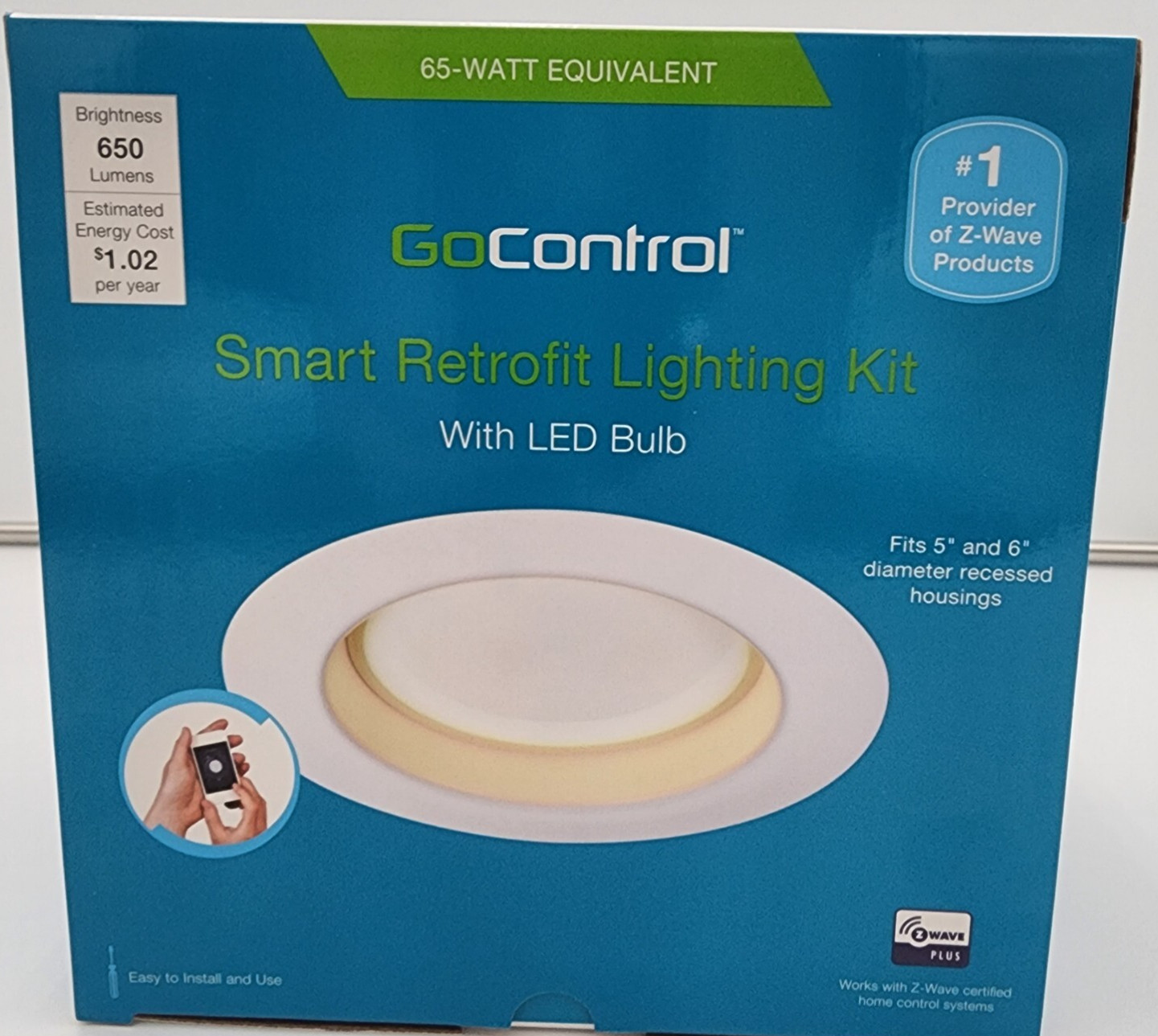 GoControl LB65R6Z-1 Z-Wave Plus Smart LED Recessed Retrofit Light Kit 5"-6" NEW