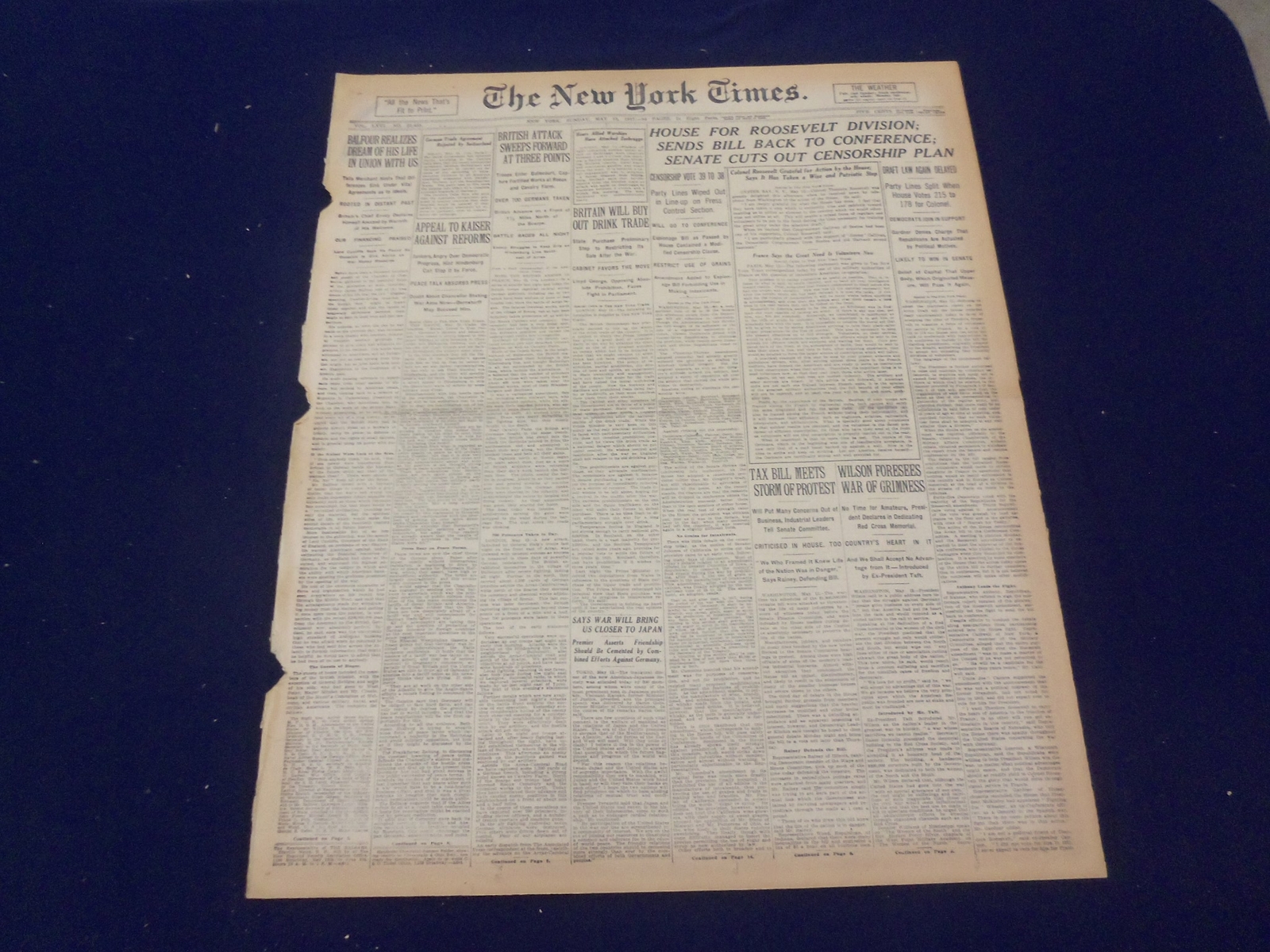 1917 MAY 13 NEW YORK TIMES - HOUSE FOR ROOSEVELT DIVISION - NT 9142