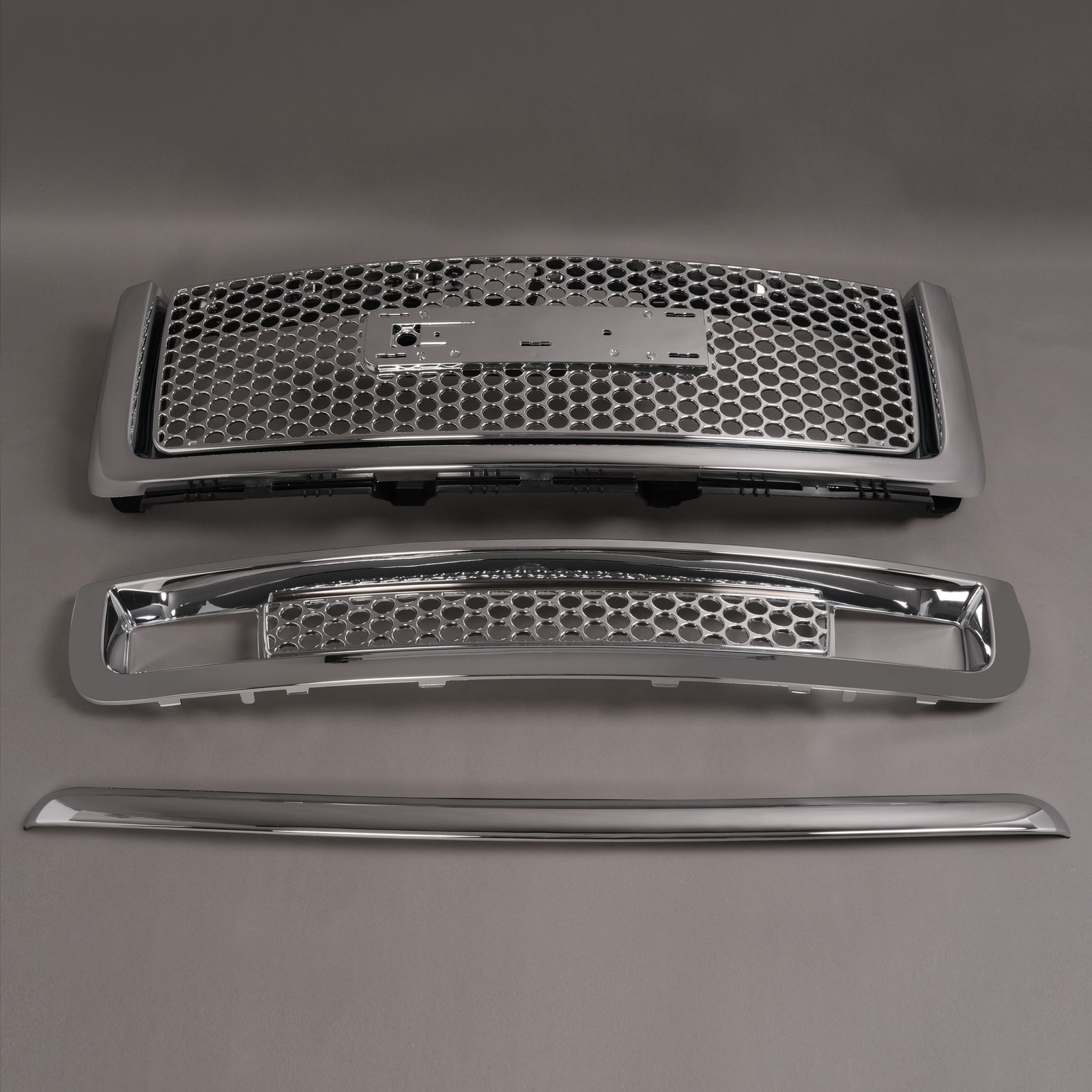 Front Upper & Lower Hood Grille + Hood Molding Trim For GMC Sierra 1500 2007-13