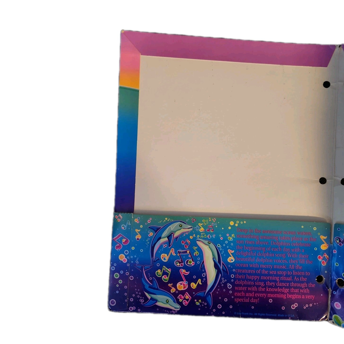 Lisa Frank Singing Dolphins Folder Vintage Fantastic World