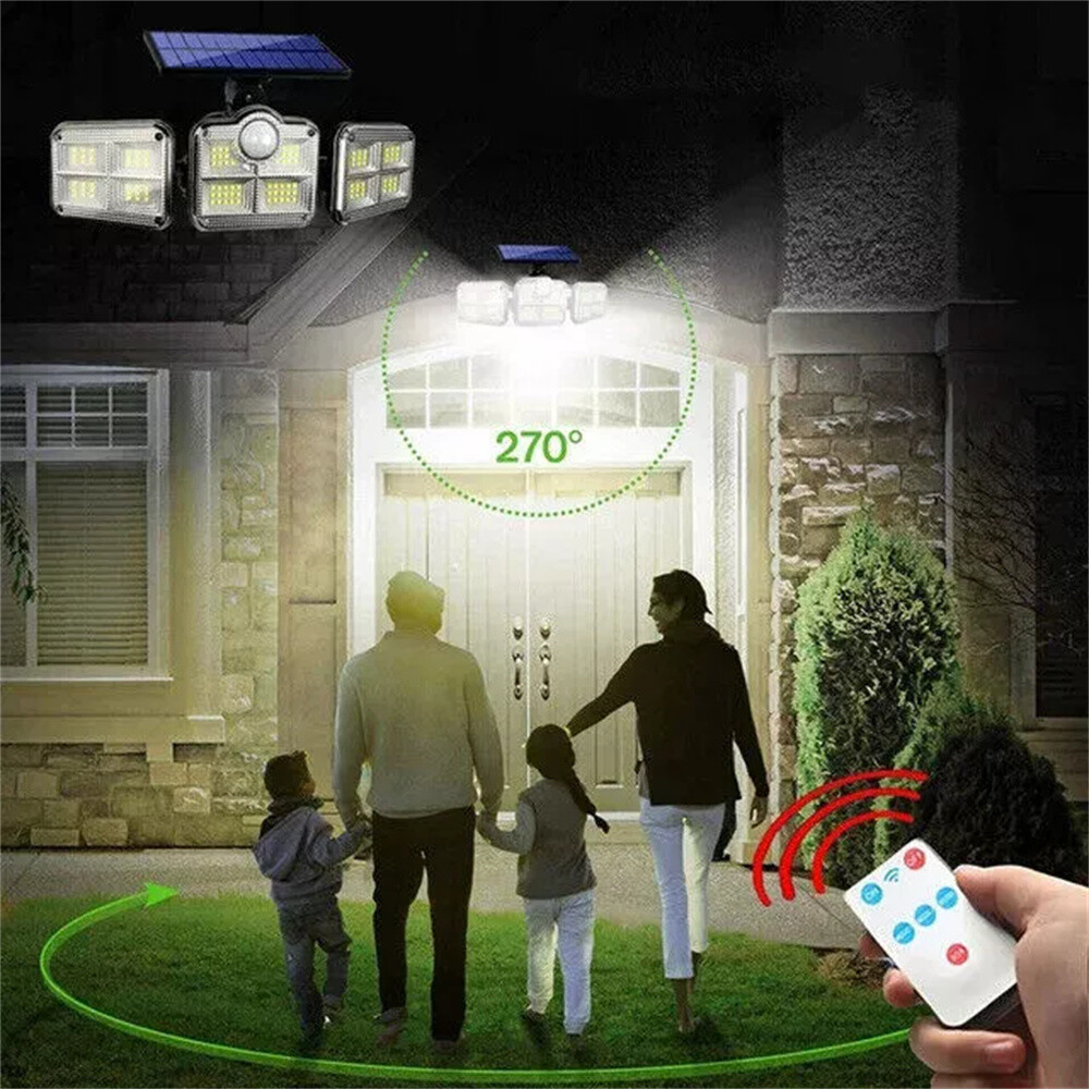 3 Head 50000LM LED Solar Lights Outdoor Waterproof Motion Sensor Security Lamp