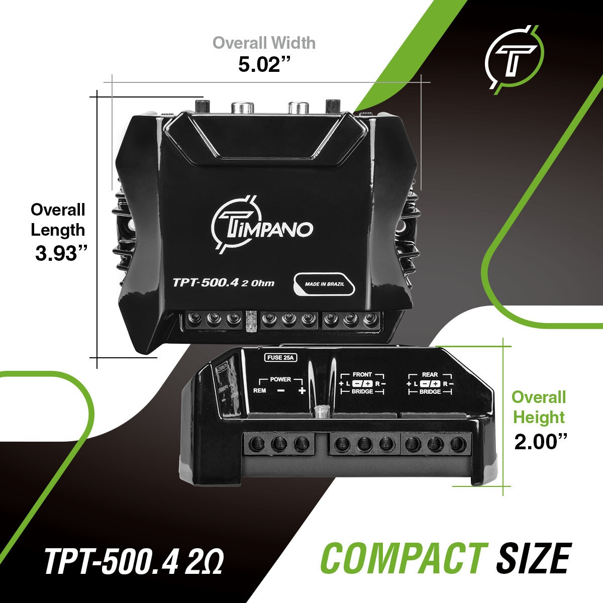 Timpano TPT-500.4 2Ω Compact 4 Channel Amplifier 500W Car Audio Digital Amp