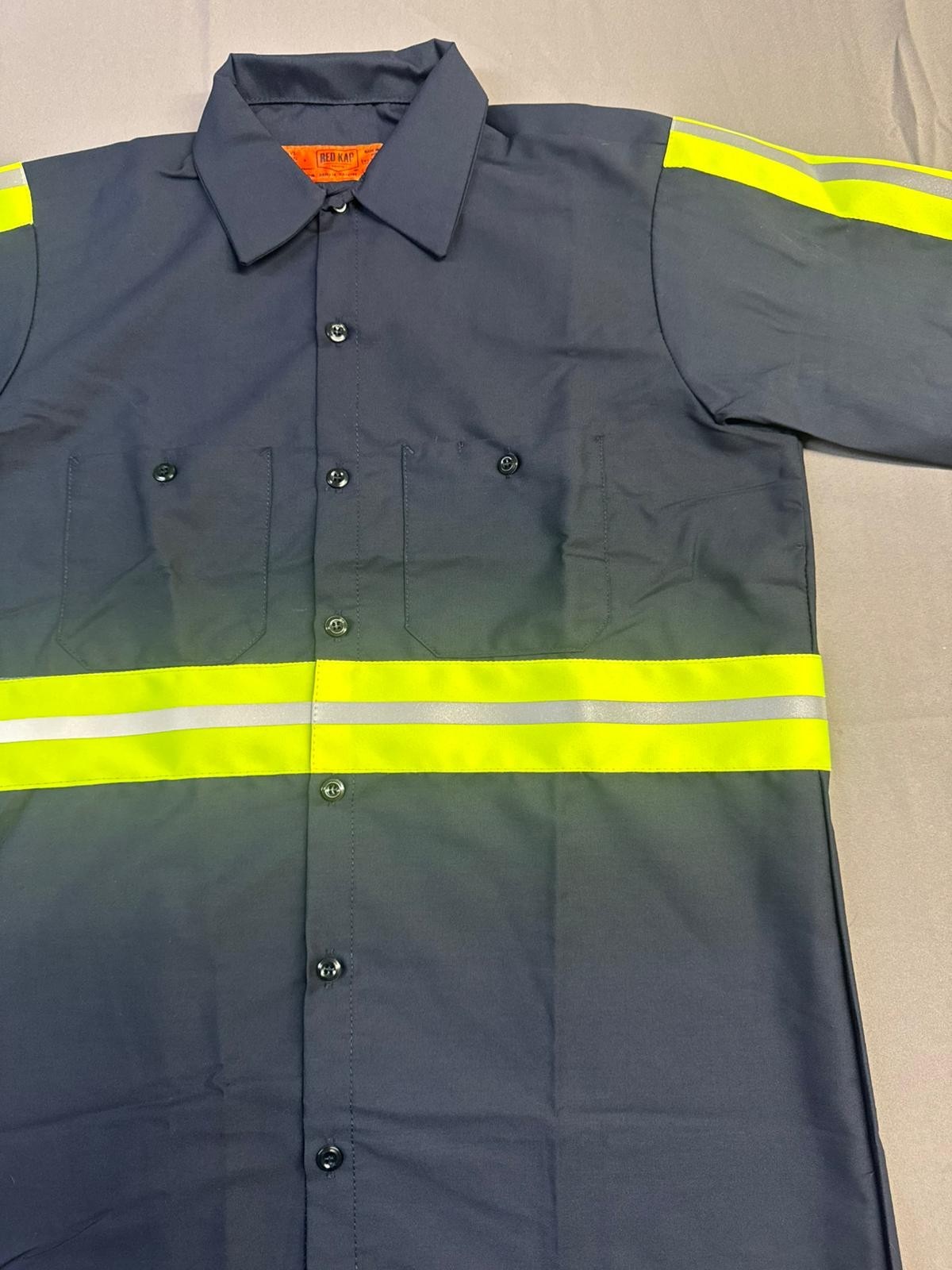 Red Kap Men's Enhanced Visibility Industrial Work Shirt Navy
