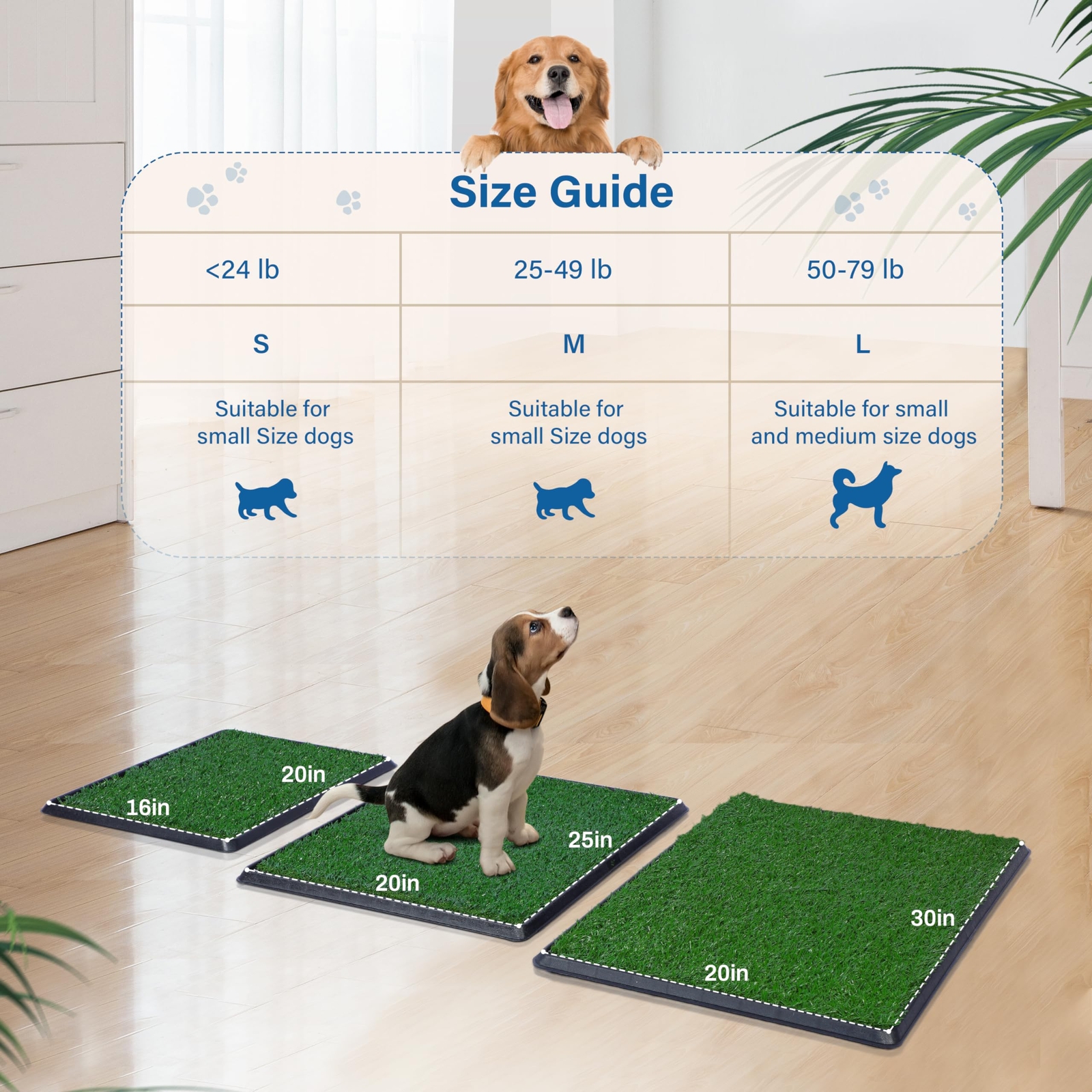 FluffyDream Artificial Grass for Dog Potty Strong Absorbency Grass Pad with Tray