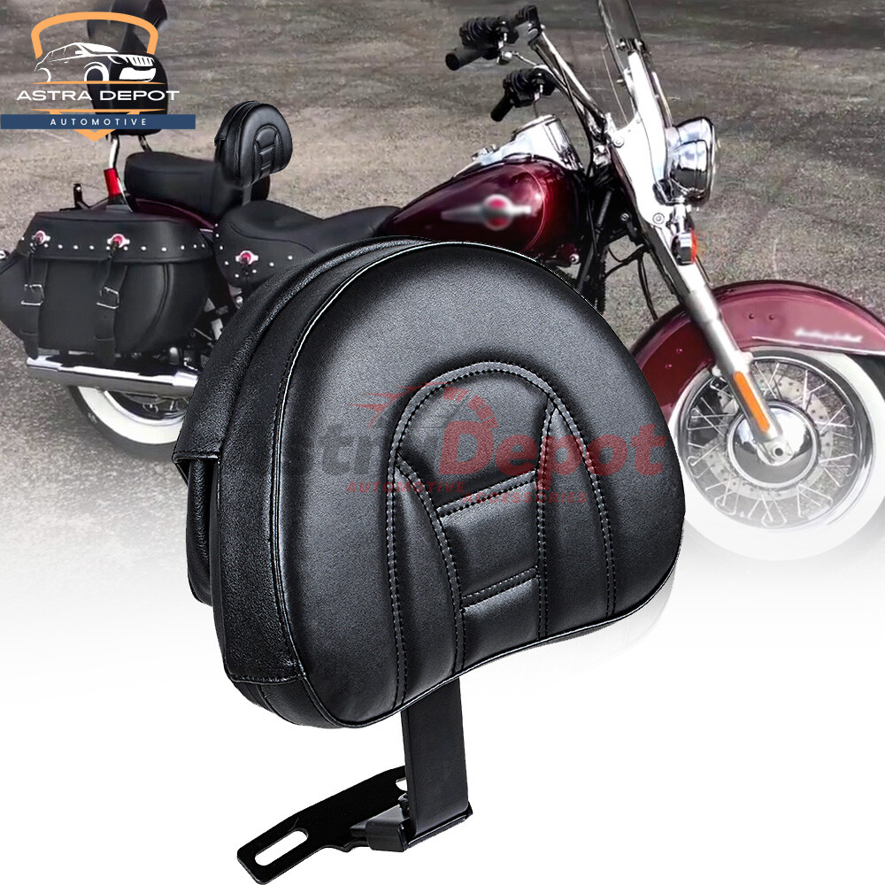 For 2007-2017 Harley Heritage Softail Adjustable Driver Rider Backrest Pad Black