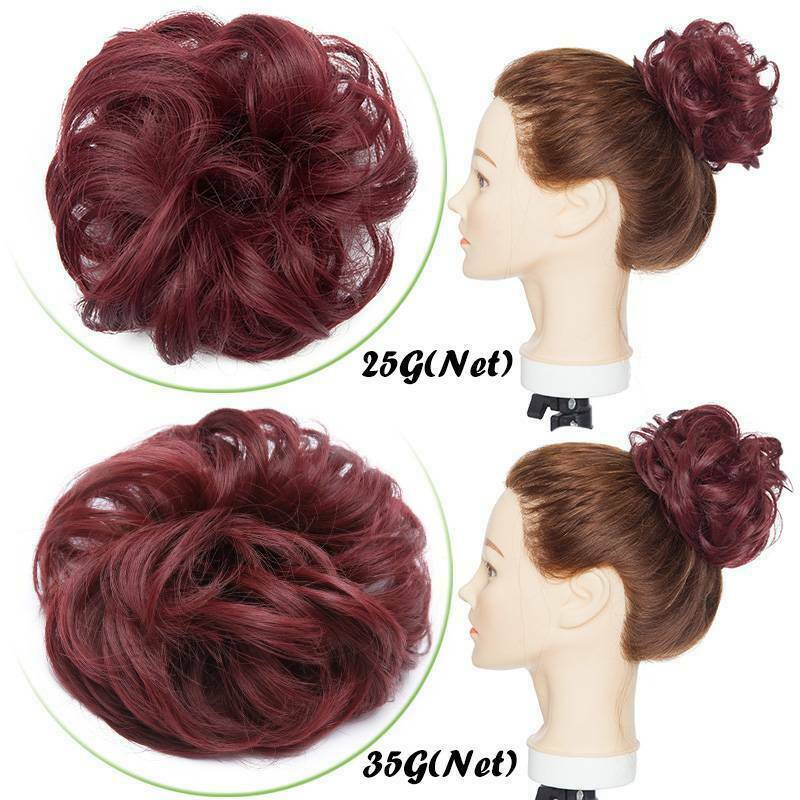 Real Natural Curly Messy Bun Hair Piece Scrunchie Hair Extensions as Human