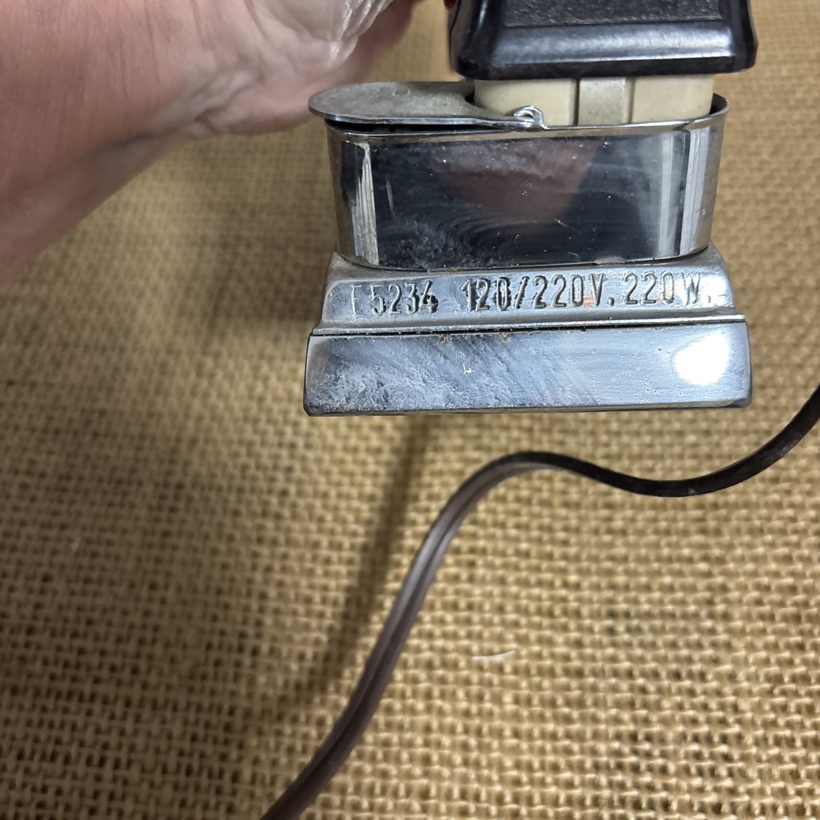 Vintage ROWENTA Electric Travel Iron Model E5234 - It WORKS!- Red Handle!