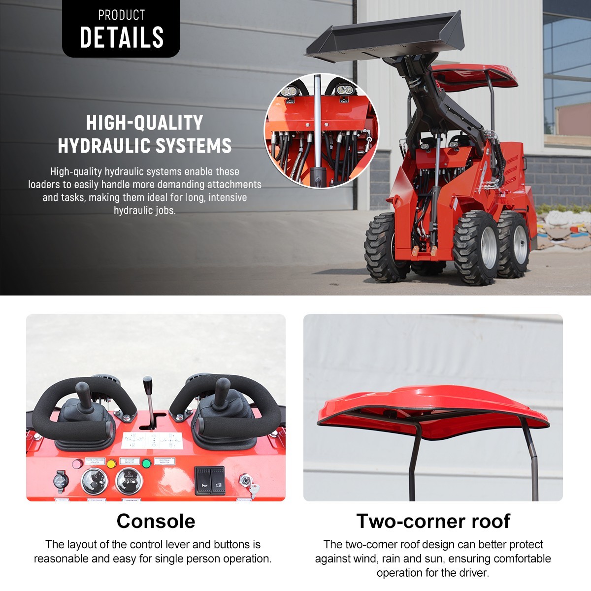 B&S 23HP Ride-On Wheeled Mini Skid Steer Loader with EPA Engine