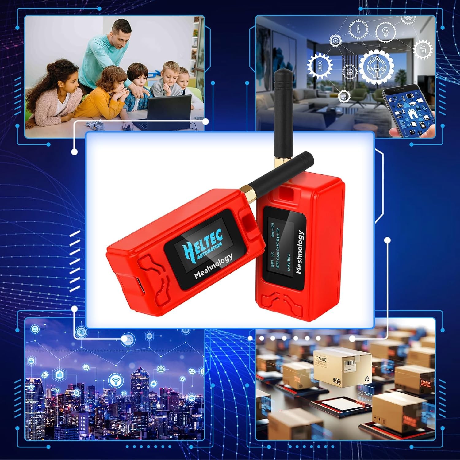 2Sets HelTec Meshtastic LoRa ESP32 V3 SX1262 Board+915MHz Antenna + Battery+Case