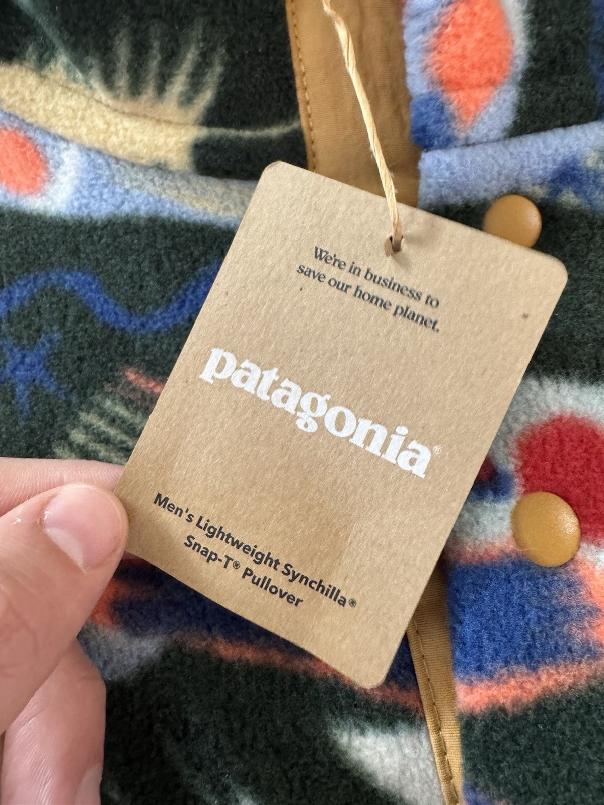 New Patagonia Synchilla Fleece Pullover Salmon Trout Fish Print Snap-T Size XL