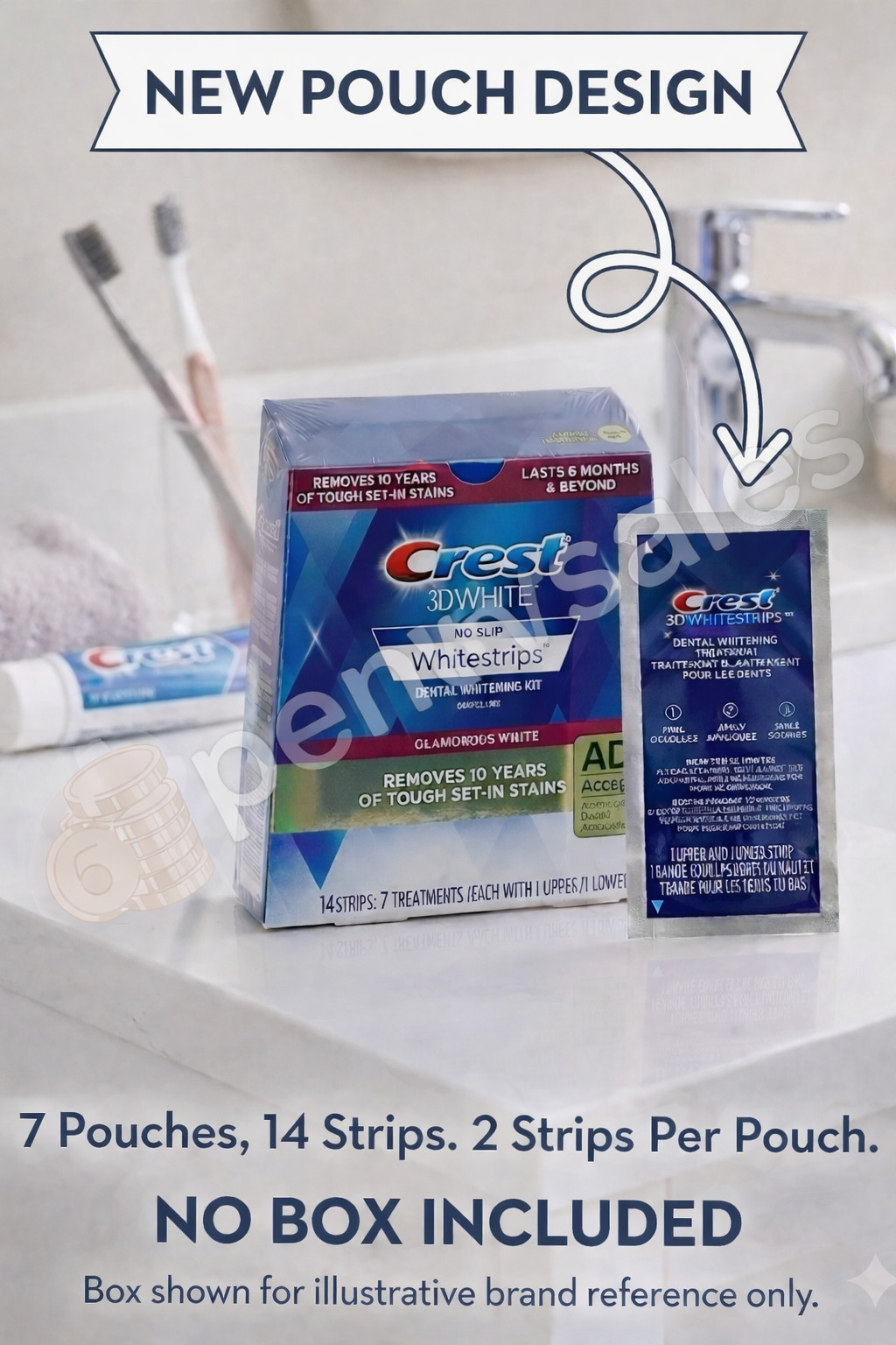 N O BOX CREST 3D GLAMOROUS WHITE Whitestrips Teeth Dental Whitening Strips NEW