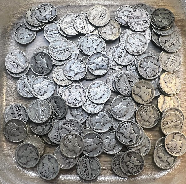 Mercury Dimes Lot of 3 - Mixed Dates and Mints 1916 to 1945 - 90% Silver Coins