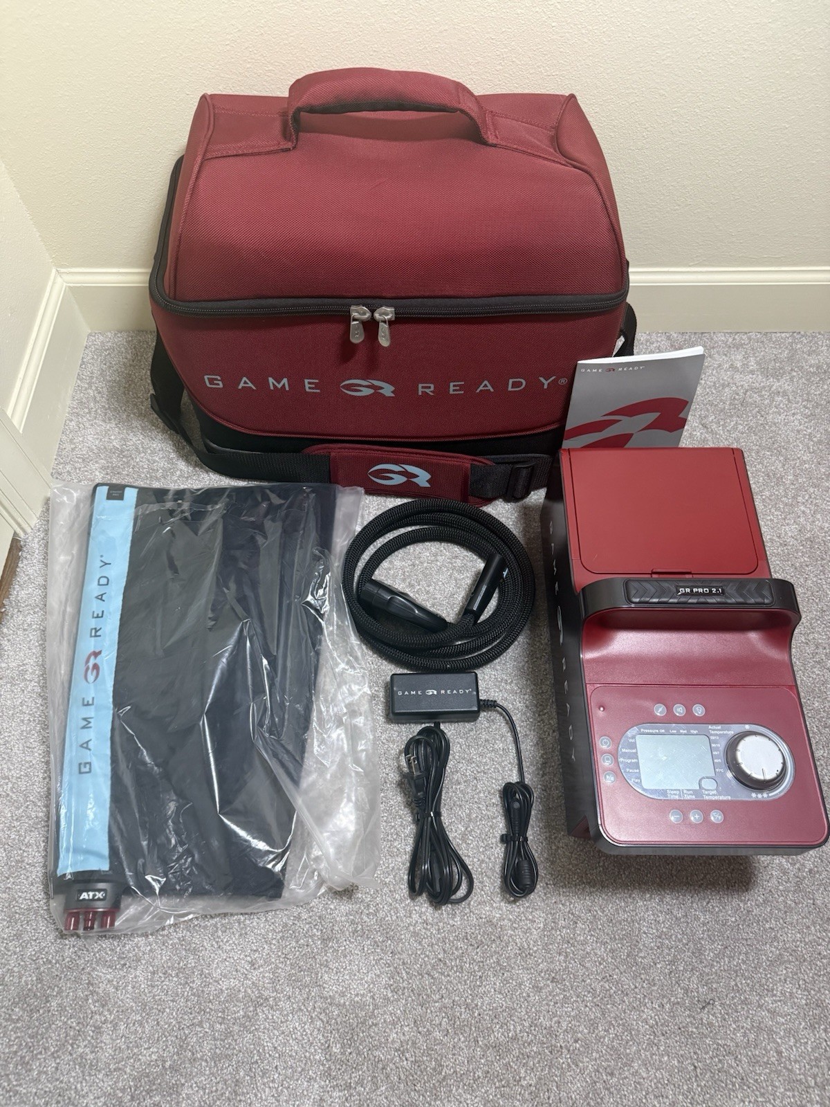 Game Ready PRO 2.1 Ice Therapy Unit NEW Straight Knee Wrap And Carrying Case