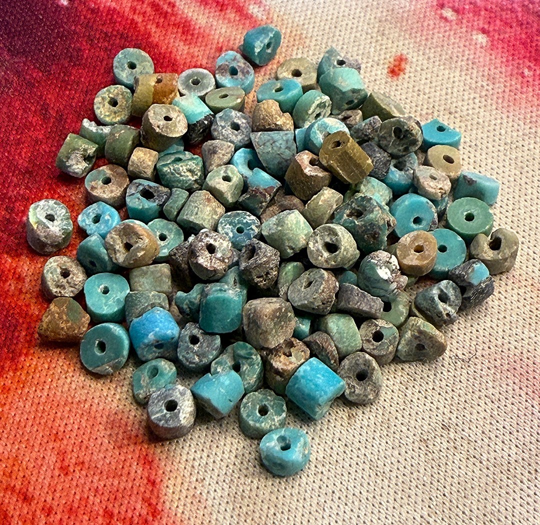 TINY SMALL (20) Old Navajo Indian Turquoise Rough Stone Trade Beads Fur Trade