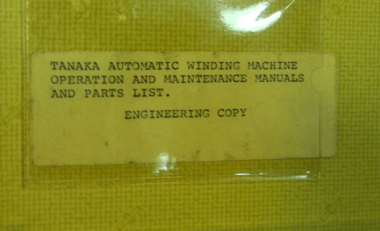 Tanaka Automatic Winding Machine w/ Magnetic Tensioner Manual & Parts List Copy