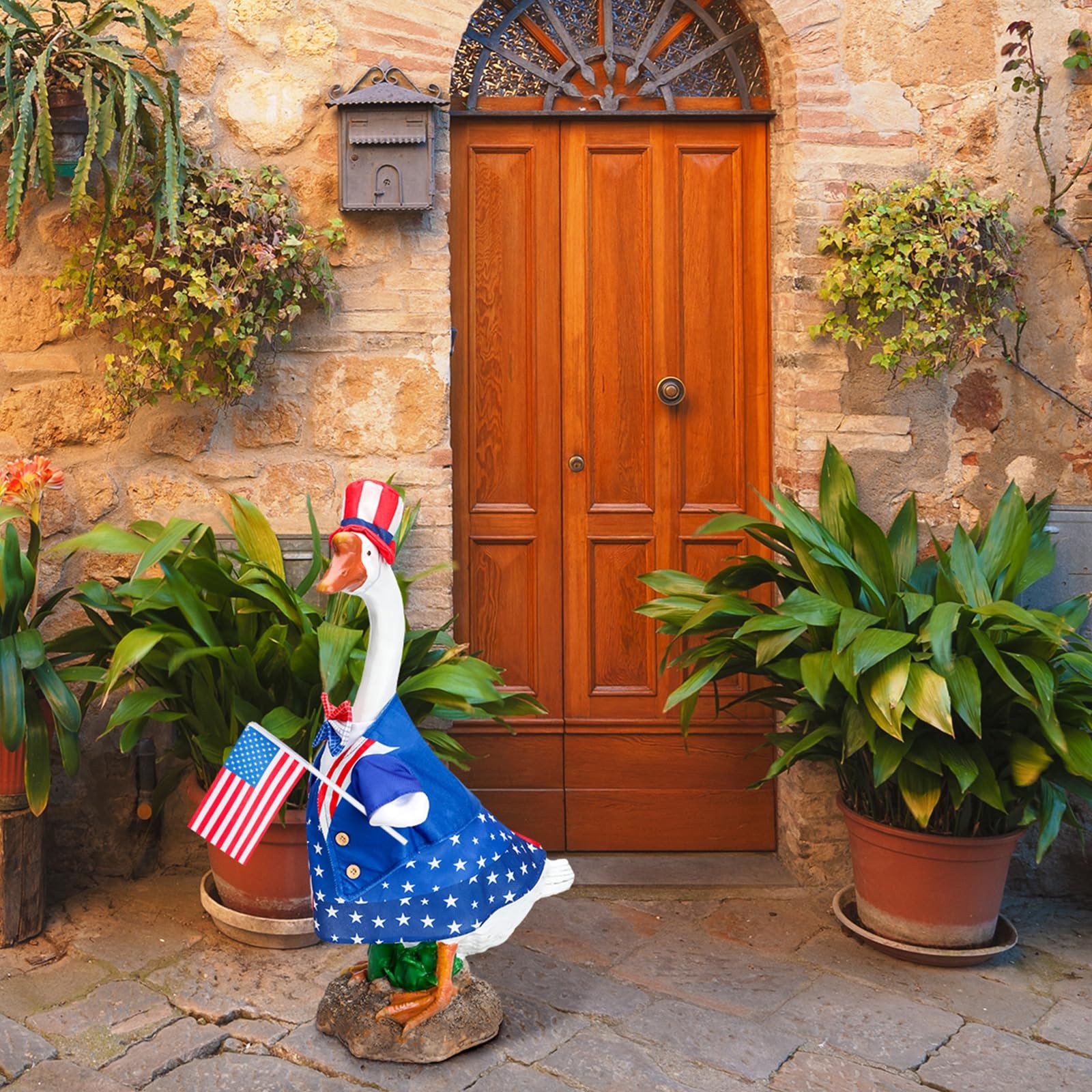4th of July Flag Goose Outfit â€“ Patriotic Lawn & Porch Costume for 23" Goos...